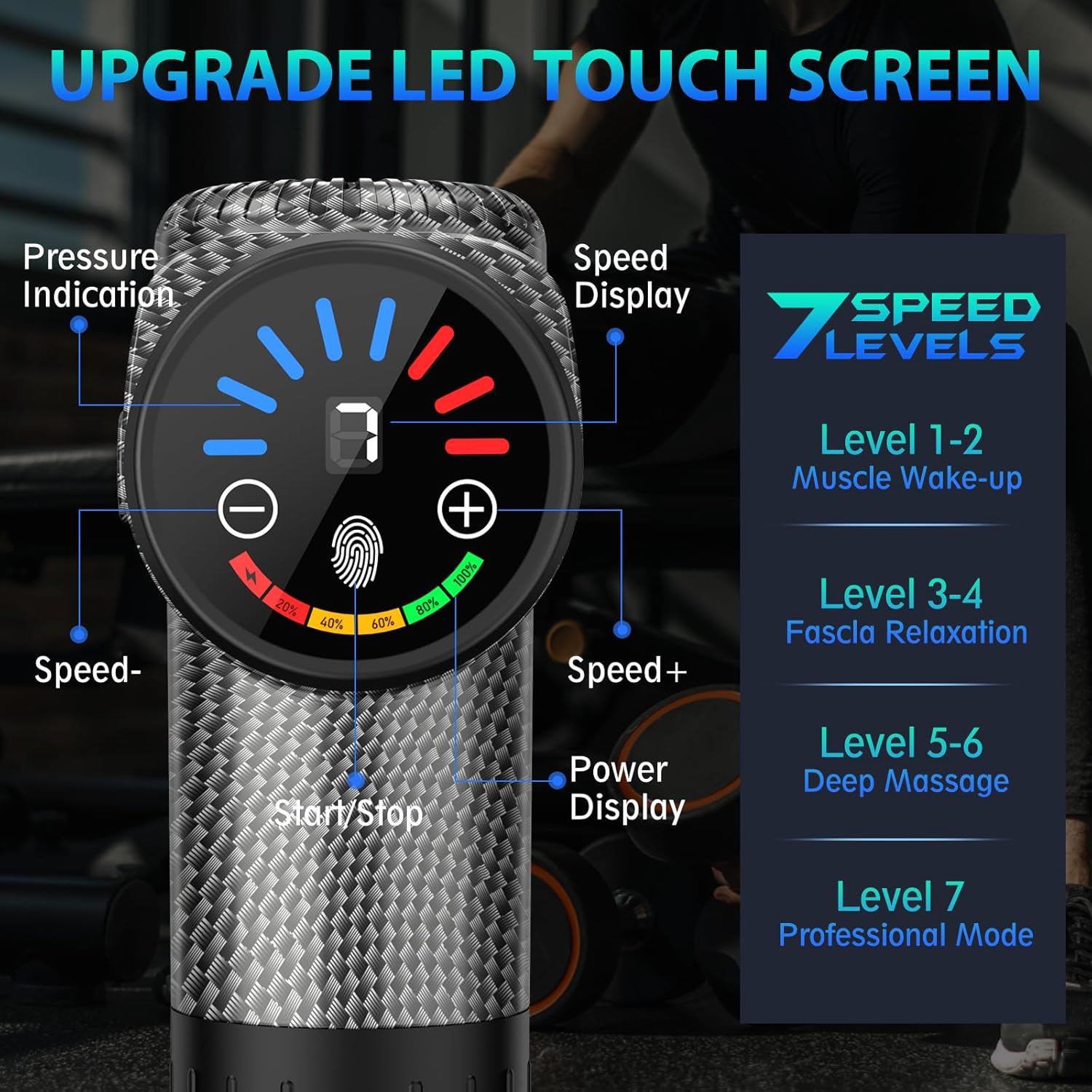TOLOCO Massage Gun, Deep Tissue Back Massage for Athletes for Pain Relief, Percussion Massager with 10 Massages Heads & Silent Brushless Motor