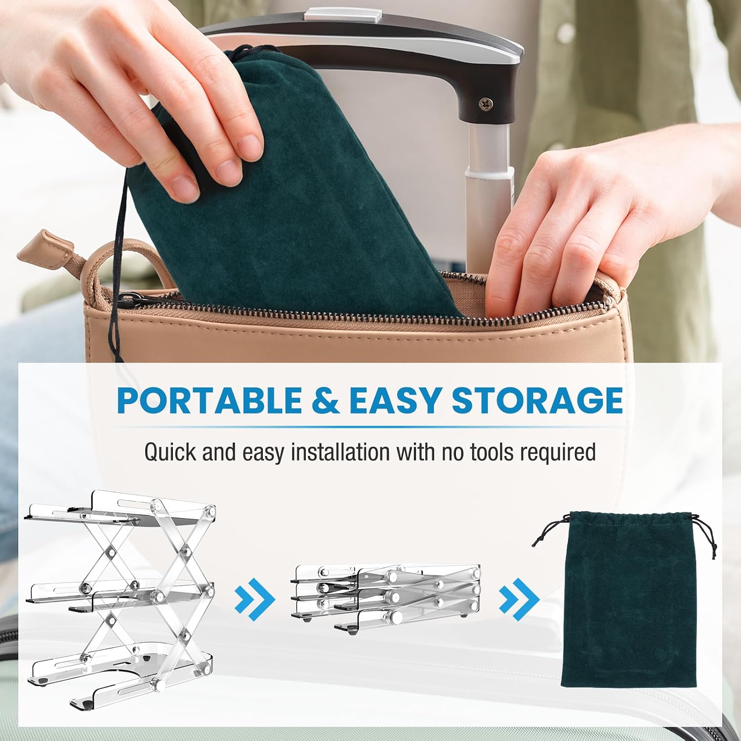 SDSNTE Countertop Caddy–3-Tier Collapsible Storage Organizer Compatible with Navage Nasal Irrigation System