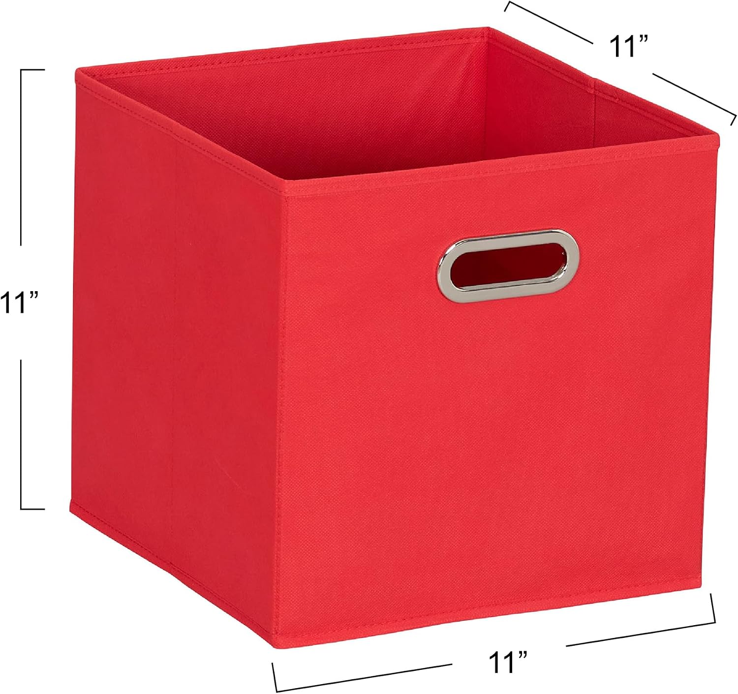 Household Essentials Fabric Storage Bins 6 Piece Set, Strong Poly-Woven Fabric, Sturdy Chipboard Sides, Grommet Front Handle, Stackable and Foldable, Classic Design, Navy