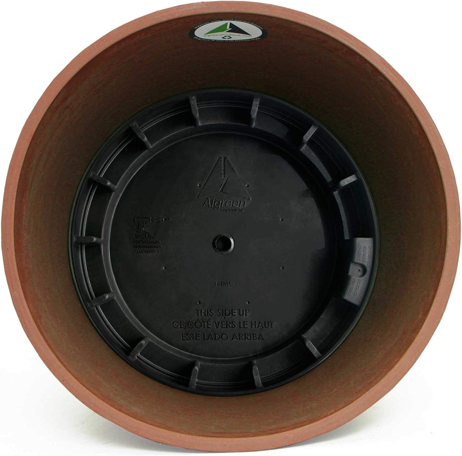 Algreen Valencia Round Planter Pot, 12.25 by 18-Inch, Textured Brown | Round Shape, Indoor Use, UV And Weather Resistant, Drainage Hole With Removable Plug, Lightweight 5.51 lb