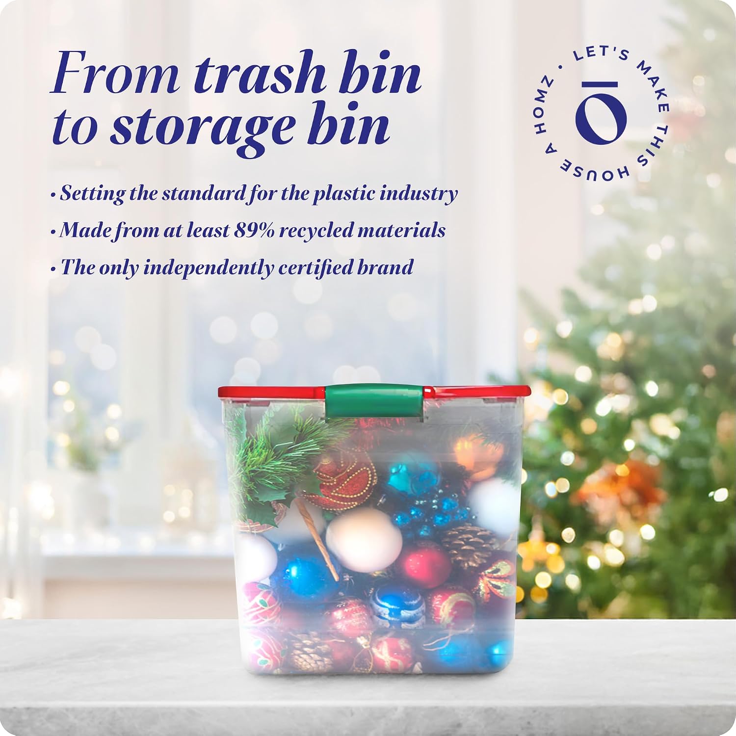 HOMZ Clear Plastic Storage Bins with Latching Lid, 15.5 Qt, Blue, 4 Pack | Stackable Container Set for Home, Office Shelves, Kitchen, Garage, and Bathroom Organization
