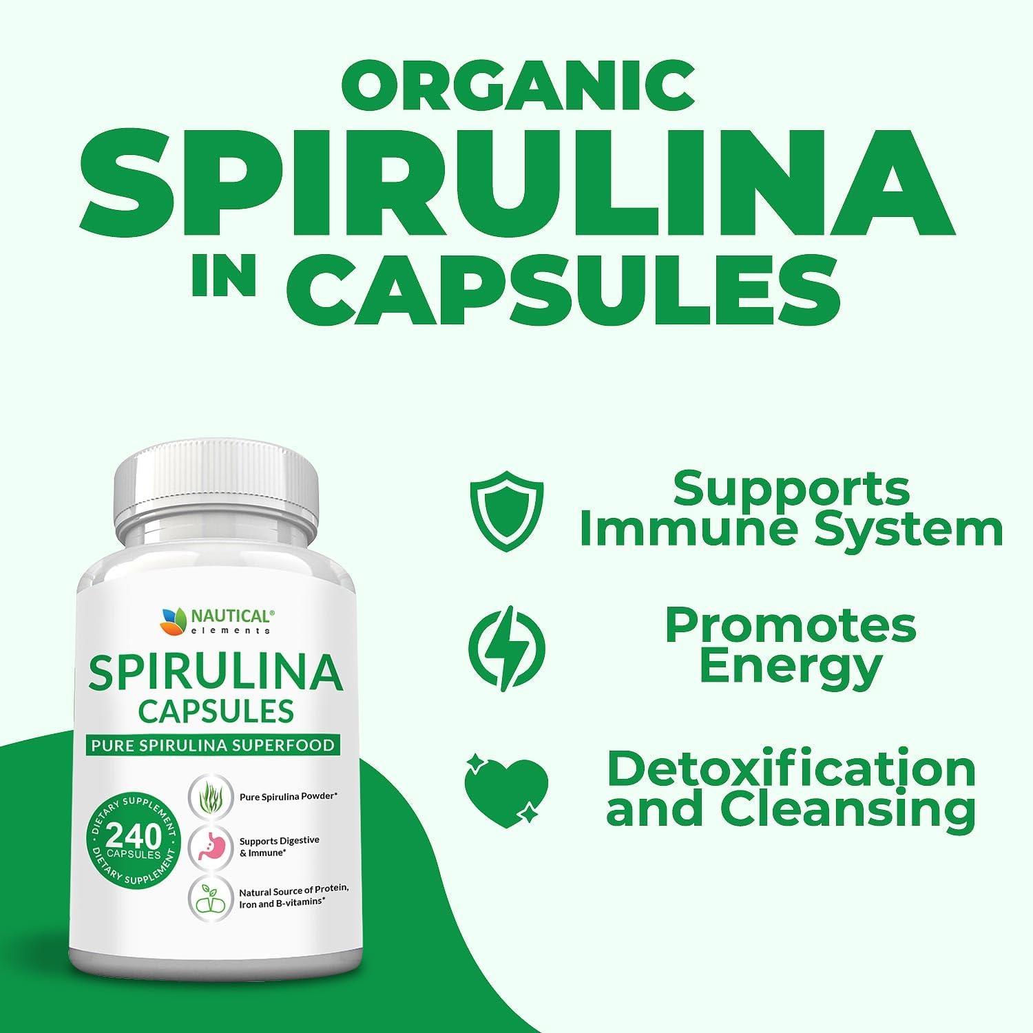 Premium USDA Organic Spirulina Powder - Organic Spirulina of Blue Green Algae from California & Hawaii – 100% Vegetarian & Vegan, Non-GMO, Non-Irradiated – The Best Green Superfood for Smoothies!