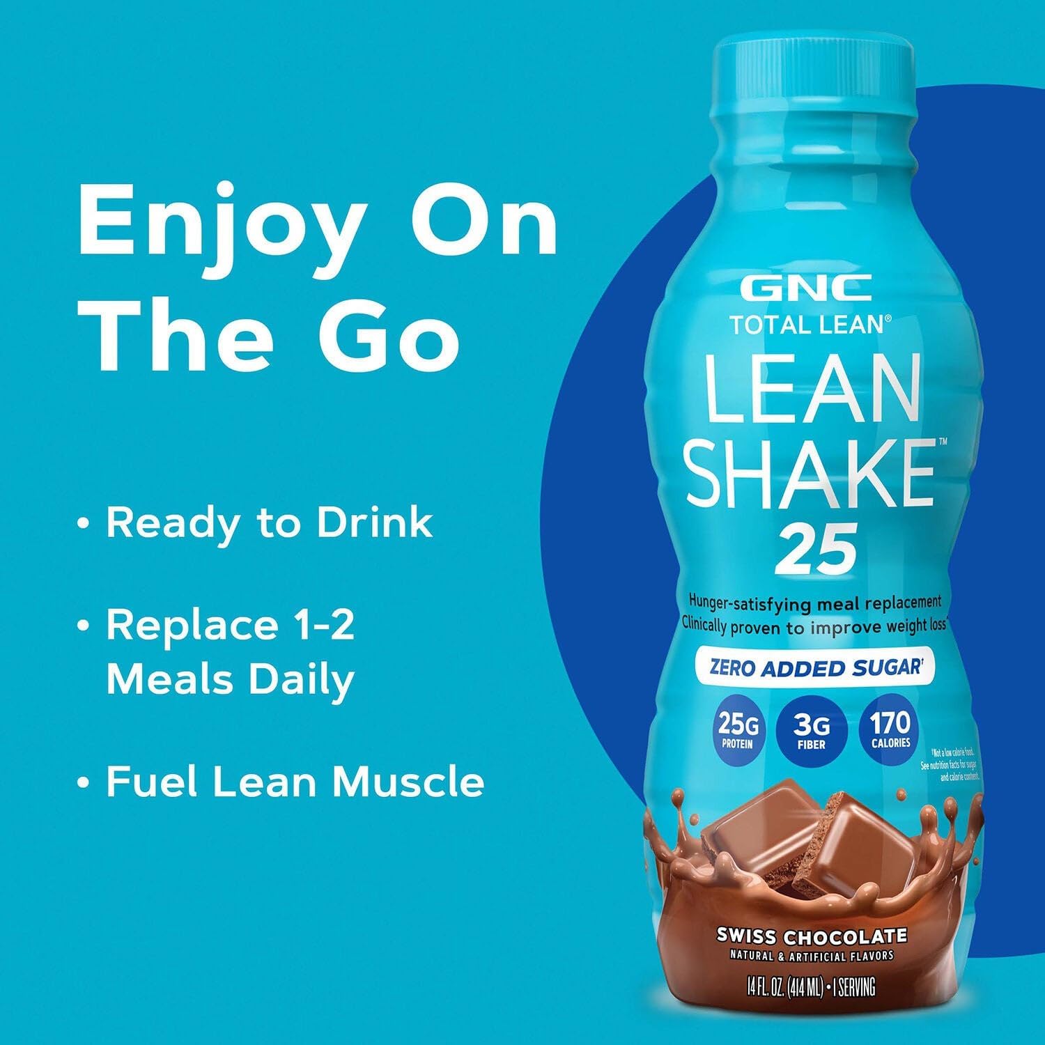 GNC Lean Shake 25 Protein Shake, Clinically Proven Weight Management, Meal Replacement, 25g Protein with Zero Added Sugar, Ready to Drink, Vanilla Bean, Pack of 12