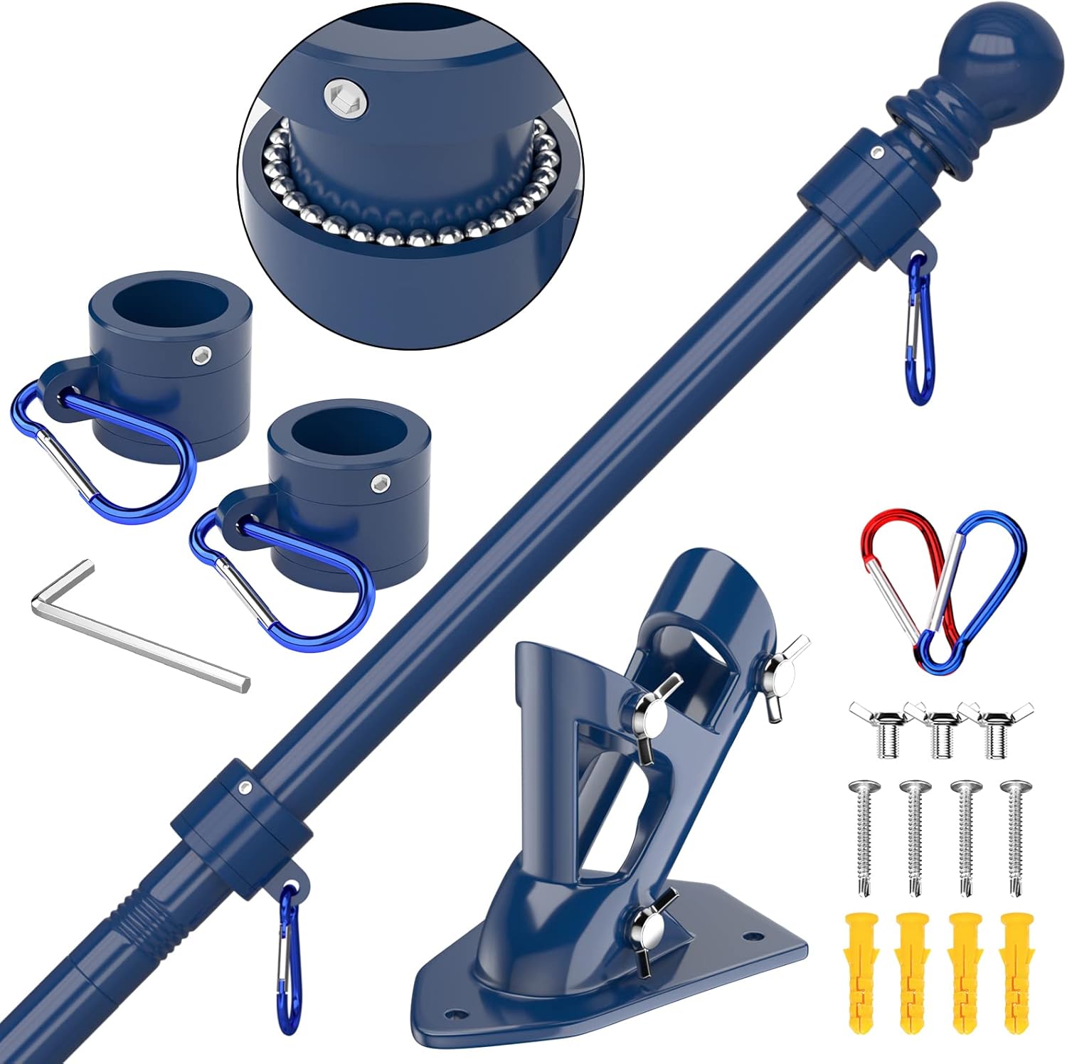 ZMTECH Flag Pole - Upgraded Bracket, 6 FT Stainless Steel Flag Poles for Outside House, Residential or Commerical