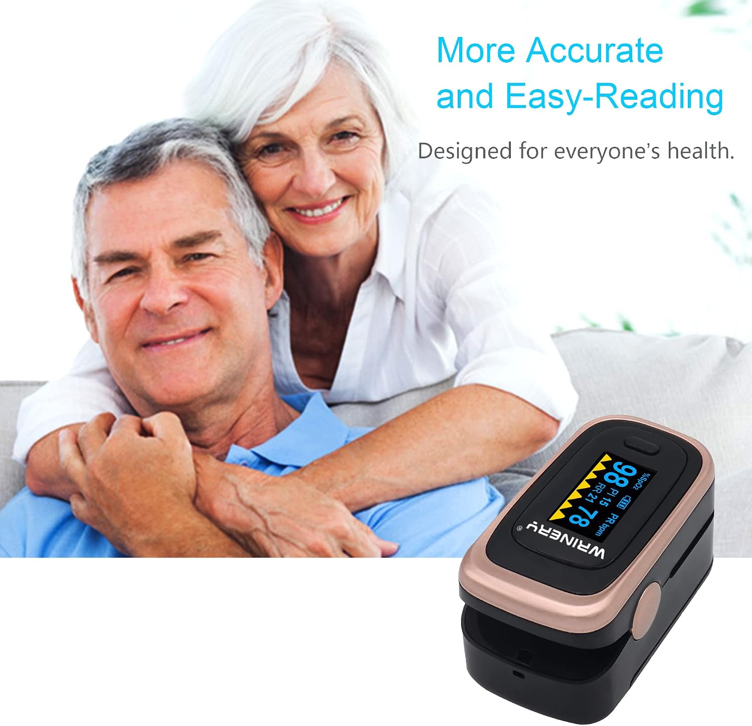 Oxygen Saturation Monitor, Wrinery Premium Pulse Oximeter Fingertip, Oxygen Monitor, O2 Saturation Monitor, OLED Portable Oximetry with Batteries