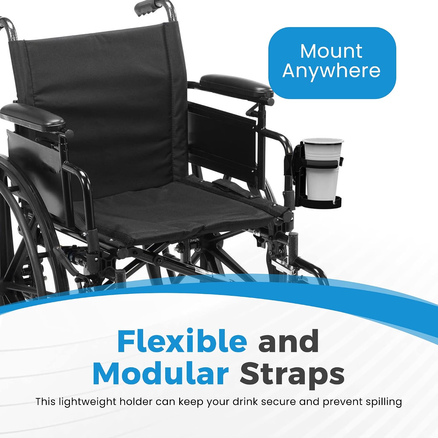 Easy Walker Cup Holder for Rollator Wheelchair Scooter, Adjustable Foldable