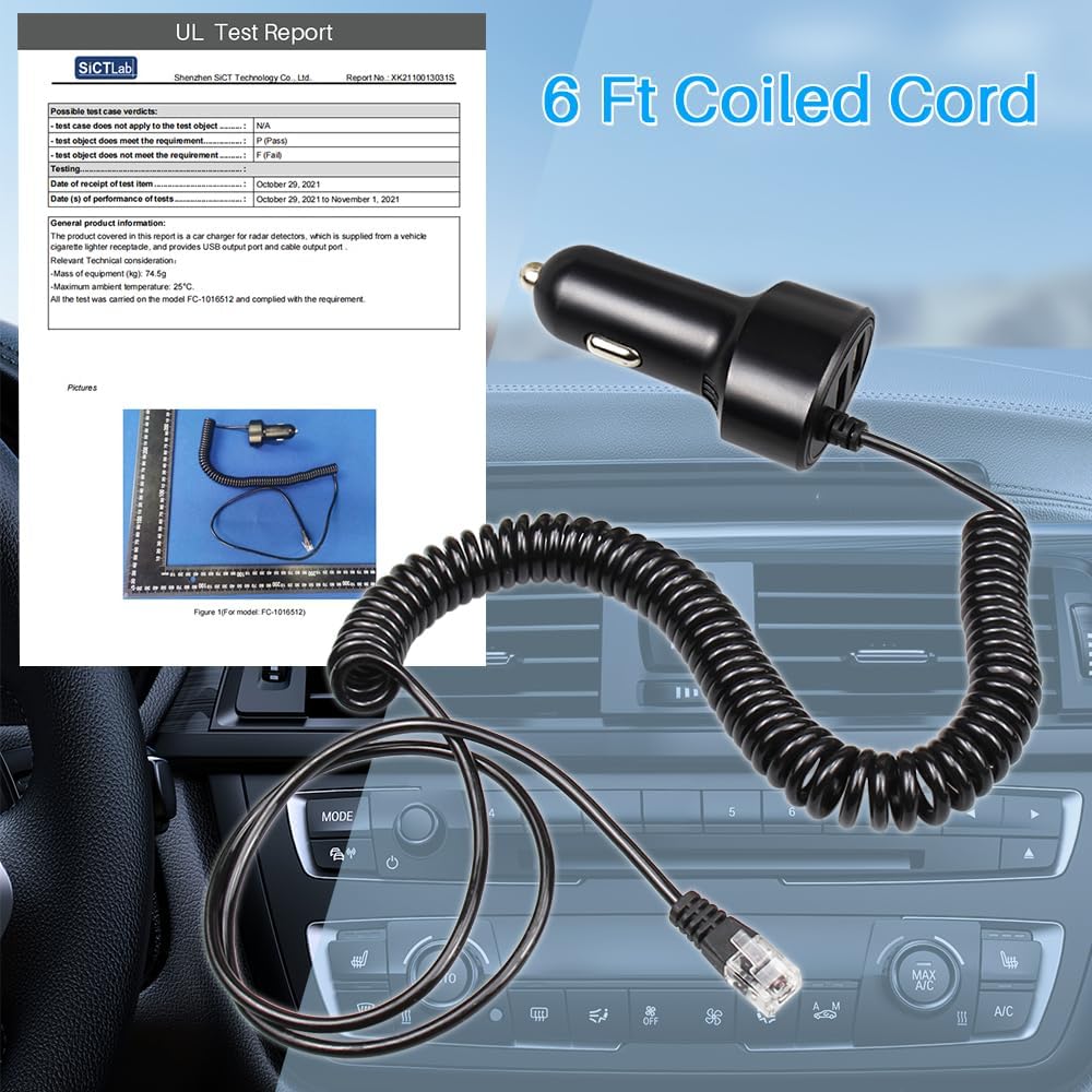 FouceClaus Radar Detector Power Charger Cord for Escort Valentine One V1 Beltronics Uniden R3/R4/R7/R8, Passport and More