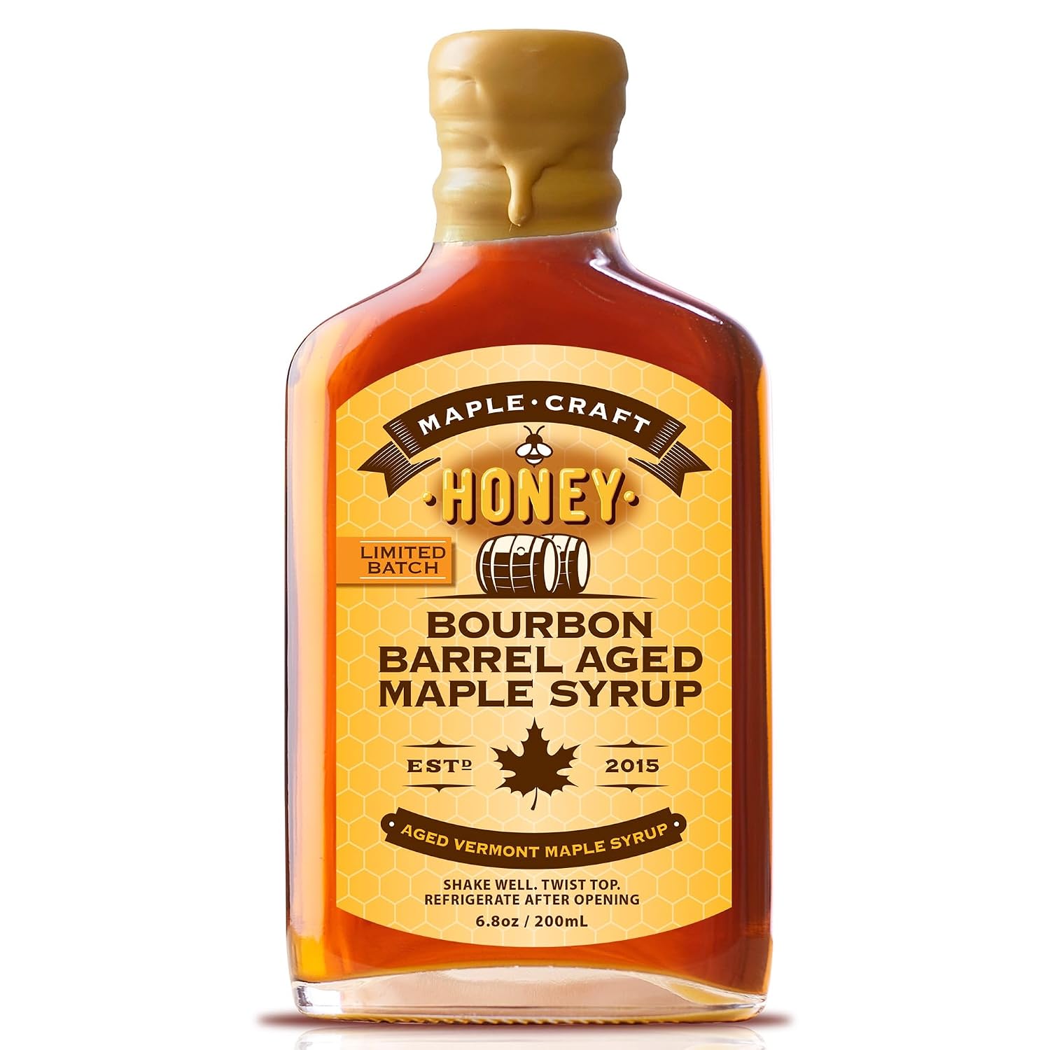 Maple Craft Foods Salted Caramel Maple Syrup – Organic Vermont Maple Syrup with Natural Caramel Flavor & Salt, Gourmet Flavored Syrup for Pancakes, Coffee, Baking and Desserts, 6.8 oz