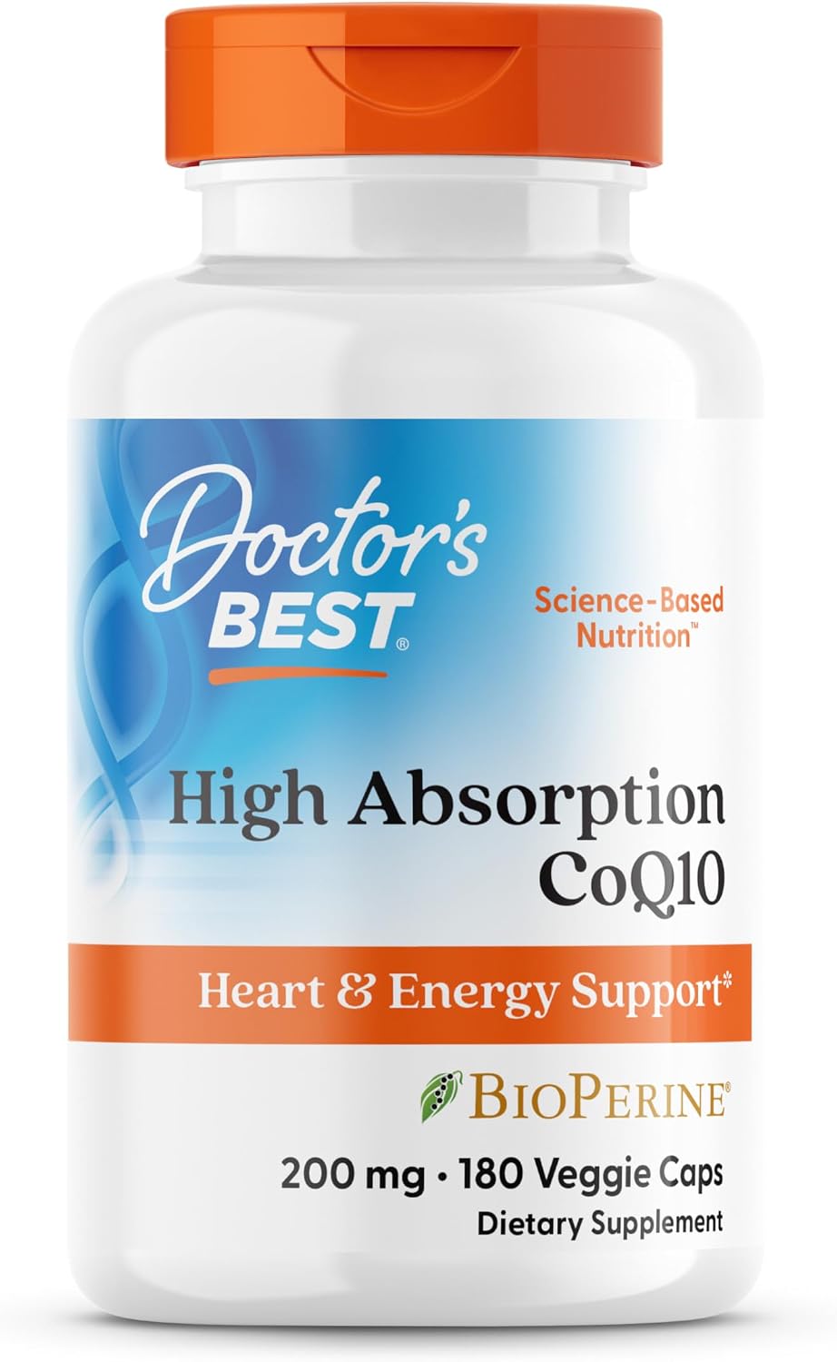 Doctor's Best High Absorption CoQ10 200mg with BioPerine Supplement - Coenzyme Q10 Caps for Heart Health & Antioxidant Support, CoQ10 200 mg for Women & Men, Non GMO - 60 Veg Capsules