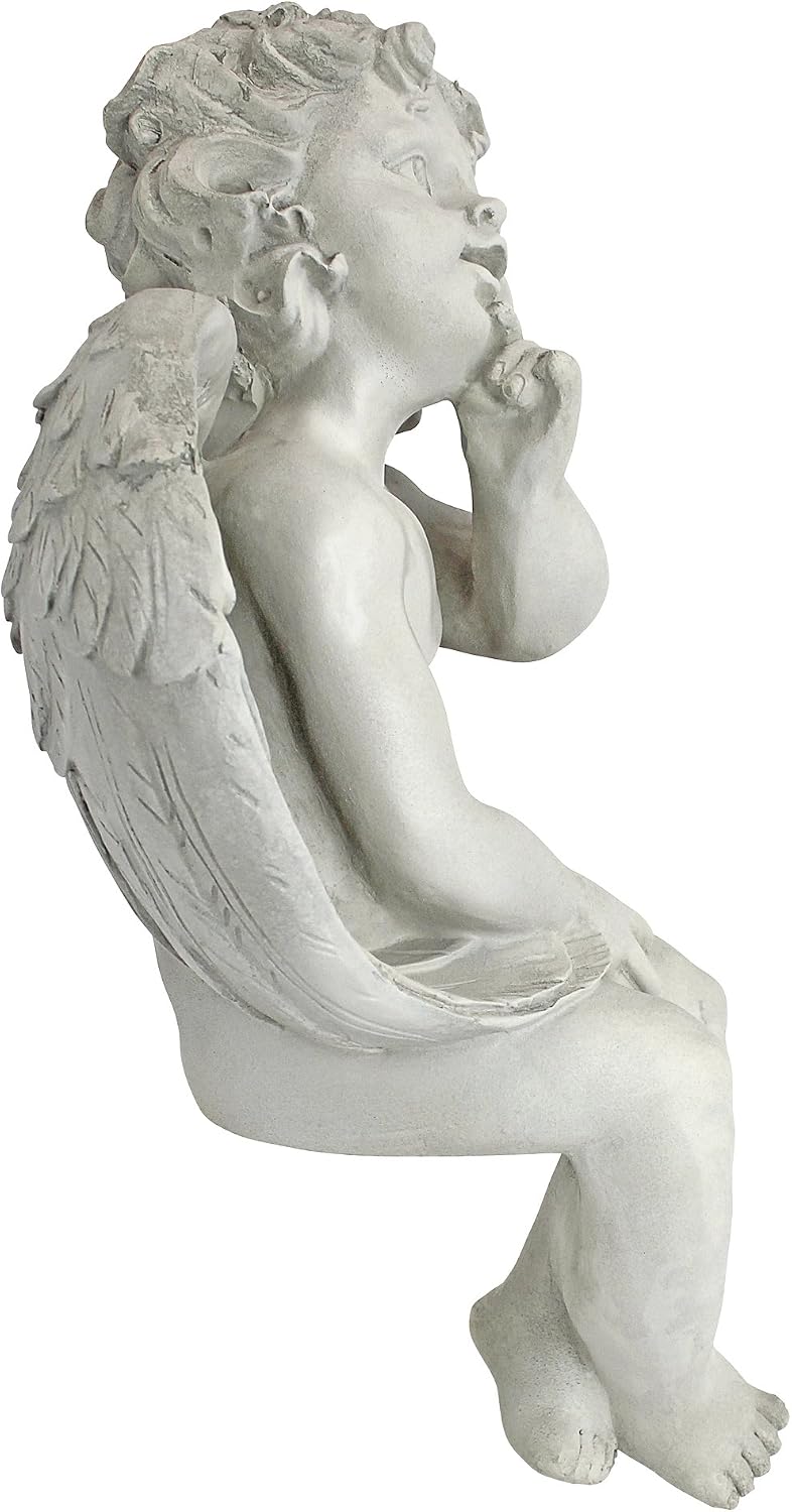 Design Toscano JE101261 Angel of Meditation Shelf Sitting Statue, 13 Inch, Polyresin, Antique Stone