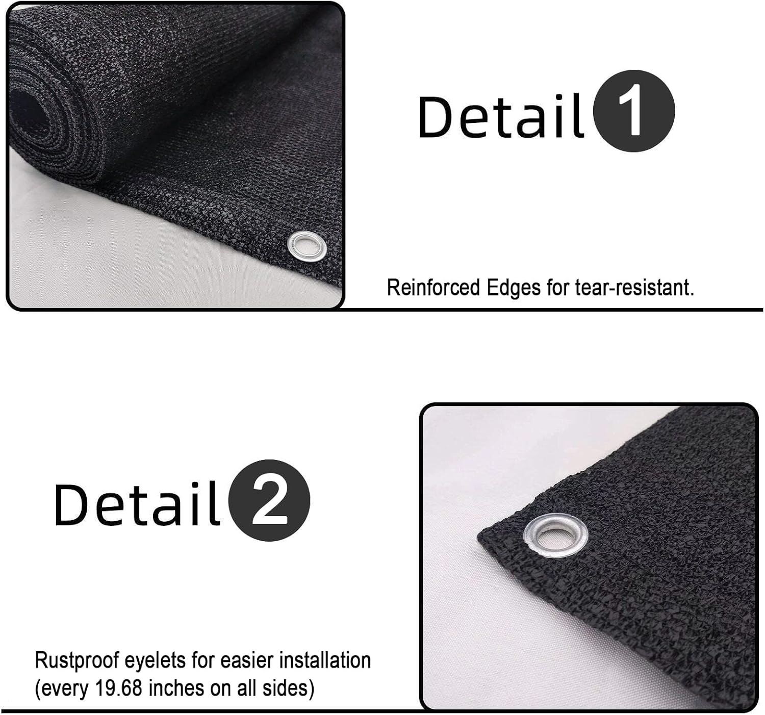 SUNLAX 3'x10' Black Balcony Privacy Screen Fence Windscreen 90% UV Block