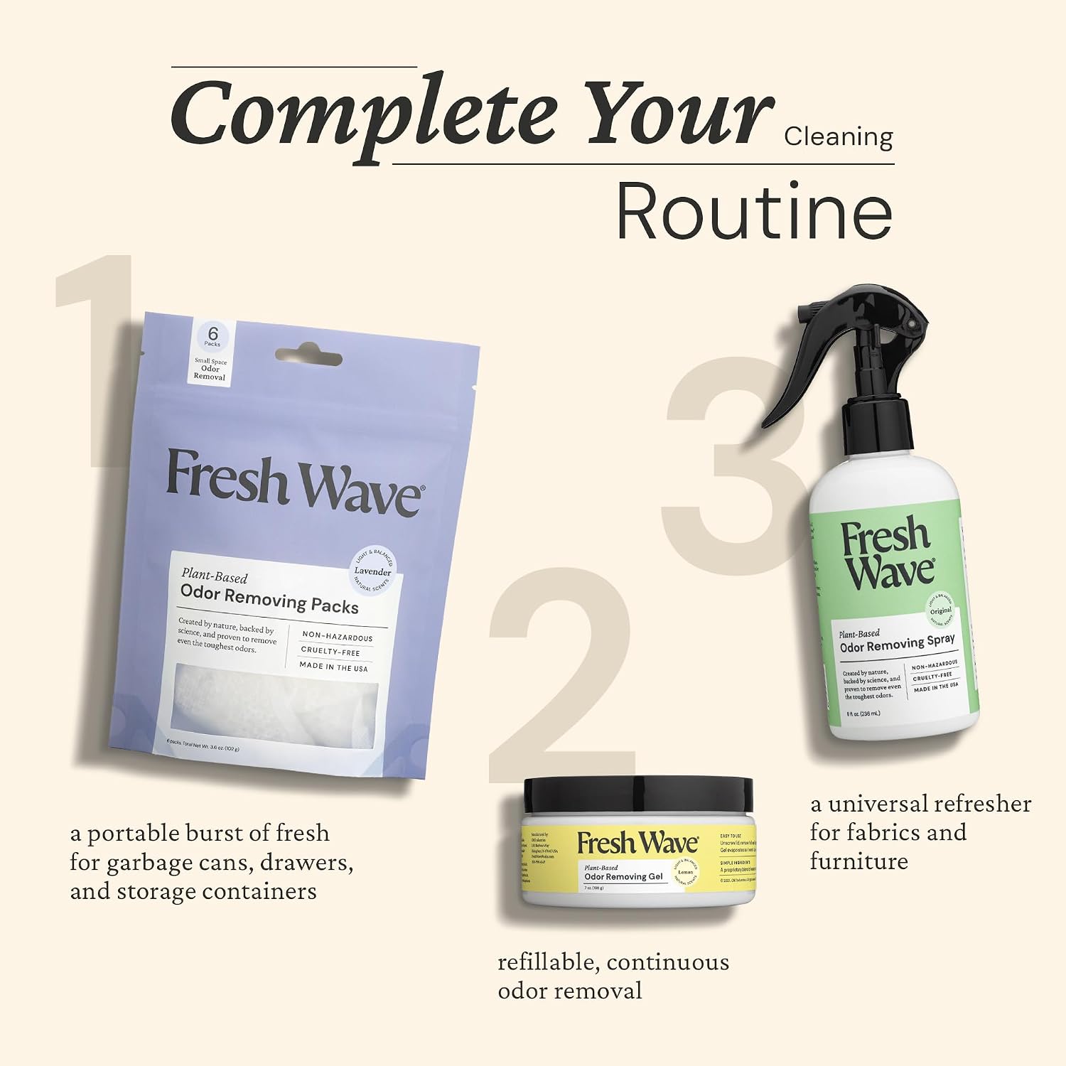 Fresh Wave Original Room and Fabric Air Freshener Spray, 2-Pk, 8 oz | Plant-based formula, Pet-safe and people-safe, Fabric and room deodorizer , For upholstery, carpets, shoes, and pet bedding