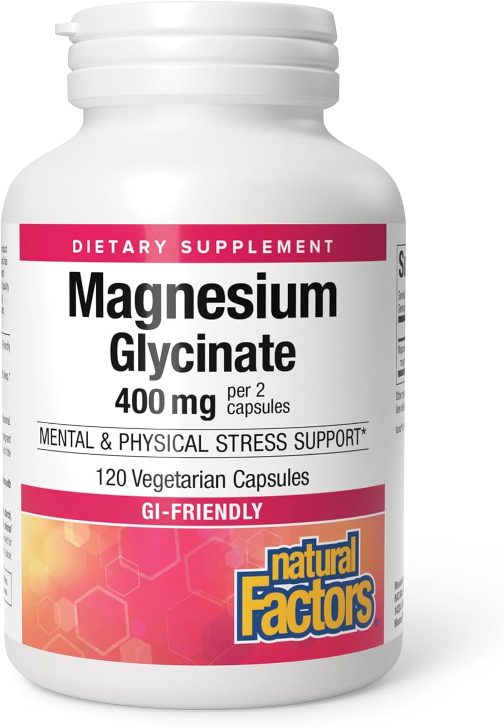 Natural Factors Magnesium Glycinate 400 mg for Stress Support*, 60 Servings