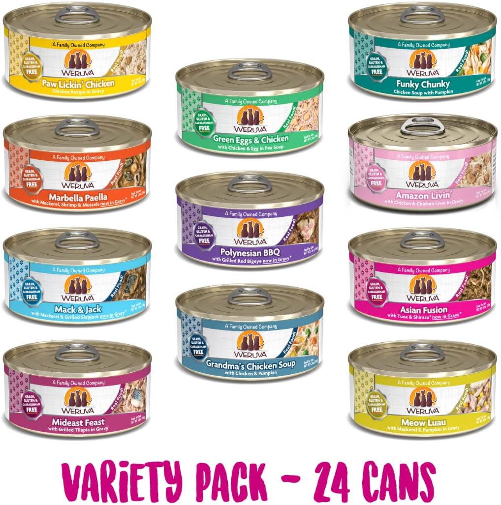 Weruva Classic Cat 11 Flavors Variety Pack 5.5 oz Cans (Pack of 24)
