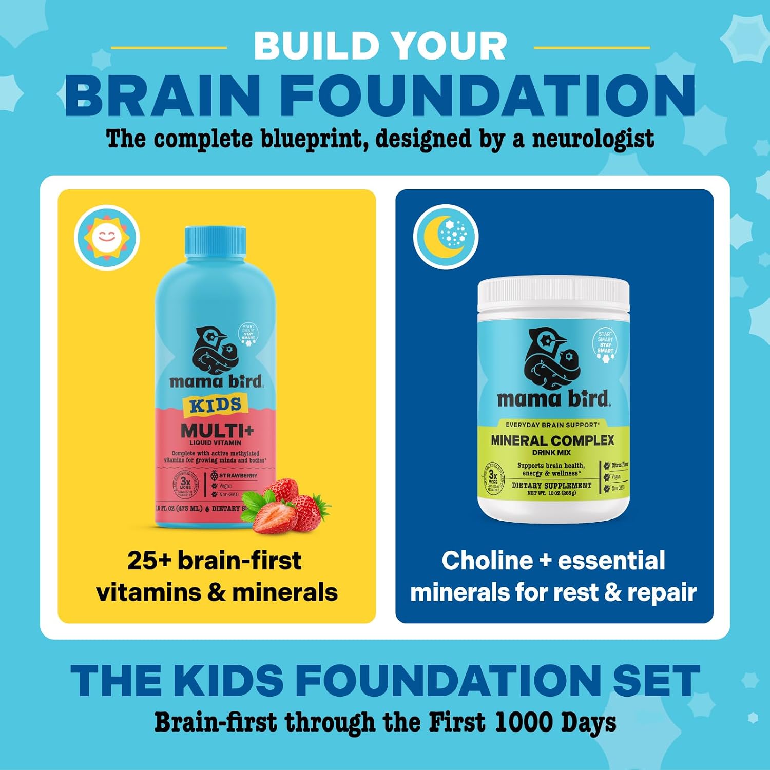 Mama Bird - Award-Winning Kids Multi+ Liquid Vitamins (31 Servings) Tropical - Active Methylated Vitamins, Kids Multivitamin - Organic Superfoods, Enzymes - Vegan, Gluten Free, Non GMO - 16 fl oz