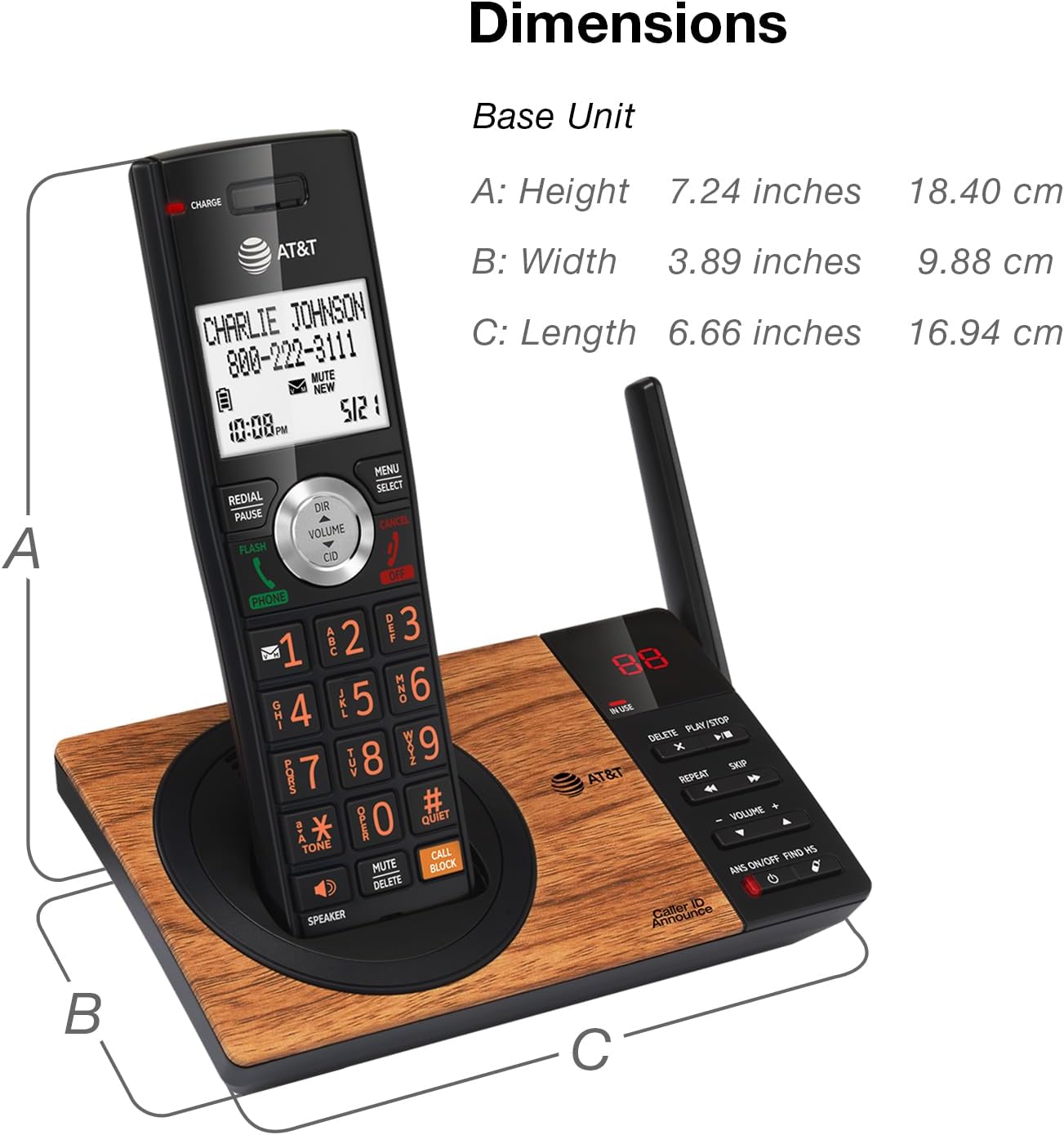 AT&T DECT 6.0 Expandable Cordless Phone with Answering System, Silver/Black with 3 Handsets