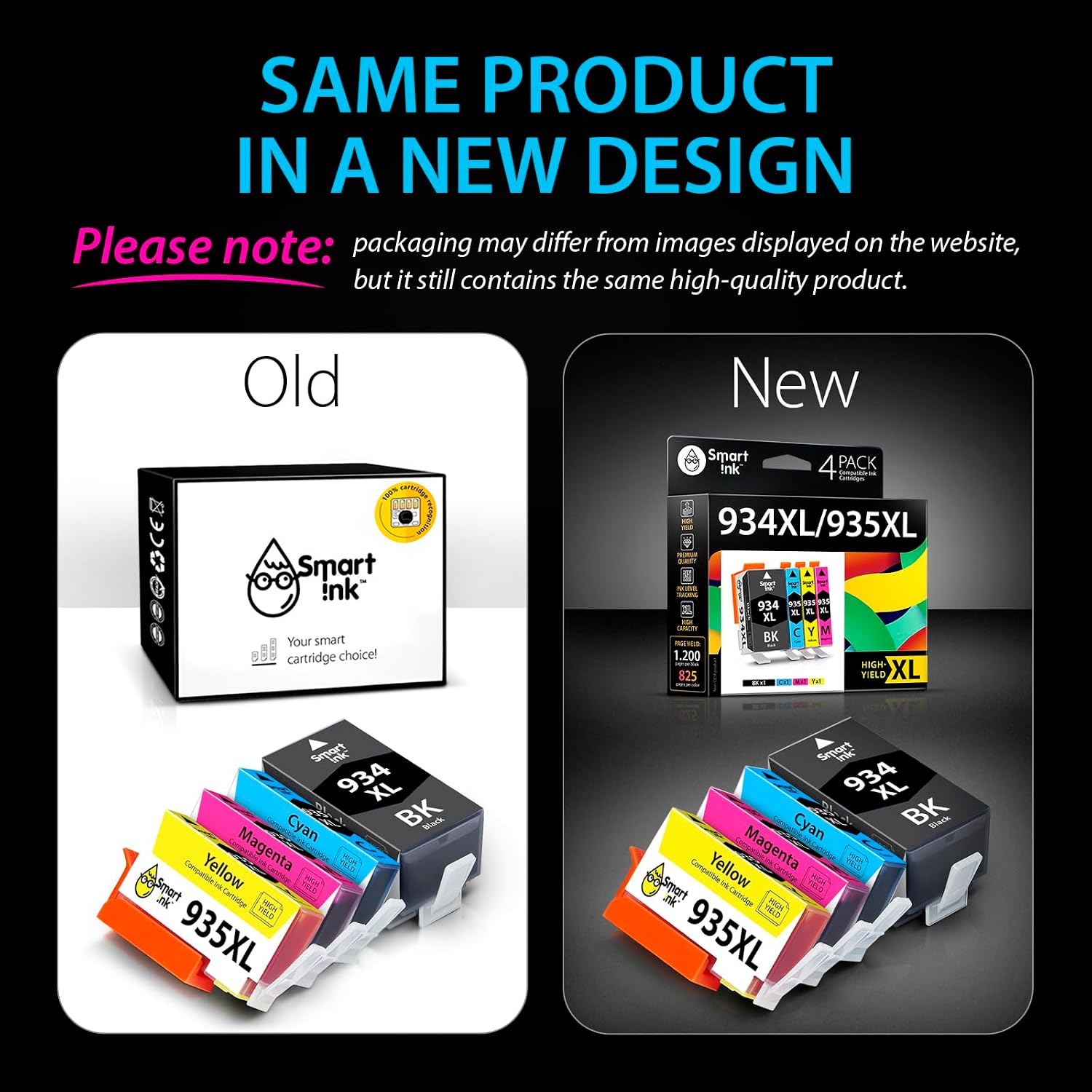 Smart Ink Compatible Ink Cartridges Replacement for HP 934 and 935 HP 934XL 935XL 4 Combo Pack (1 Black
