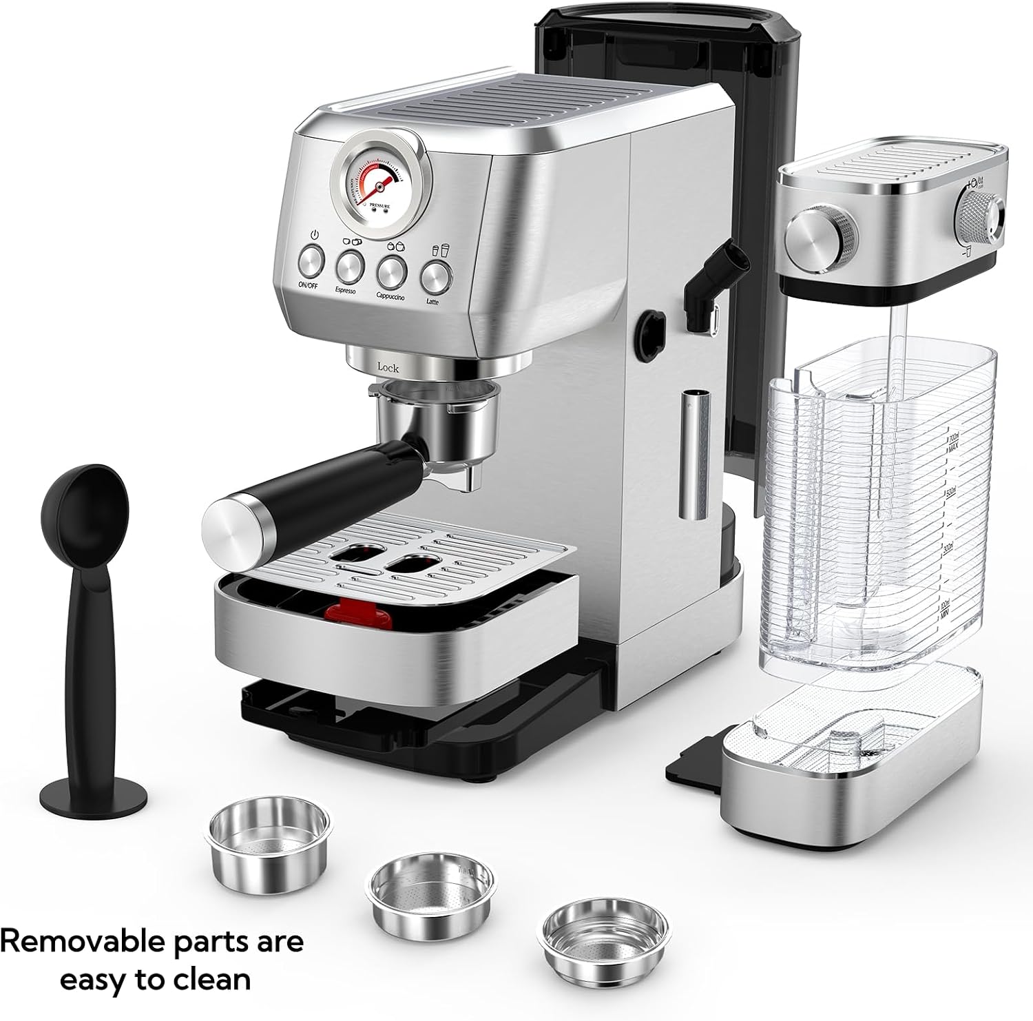MAttinata 1633L Espresso Machine, Cappuccino Machine with Auto Milk Frother | 20 Bar Coffee Maker, Italian Pump, Fast Heating, Self Cleaning