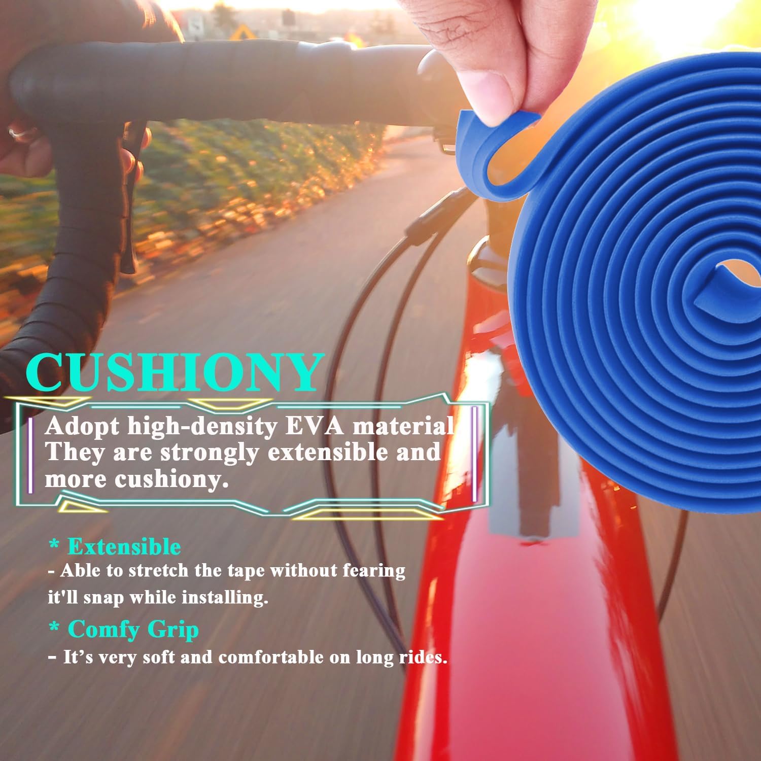 KINGOU EVA Road Bike Handlebar Tape Bicycle Bar Wraps - 2PCS Per Set