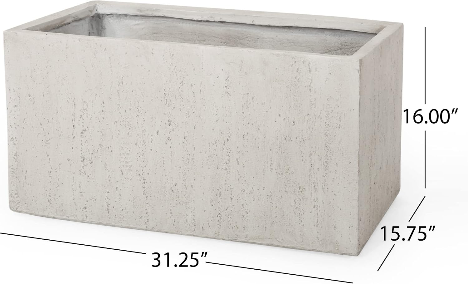 Christopher Knight Home Vanessa Outdoor Modern Large Cast Stone Rectangular Planter, White