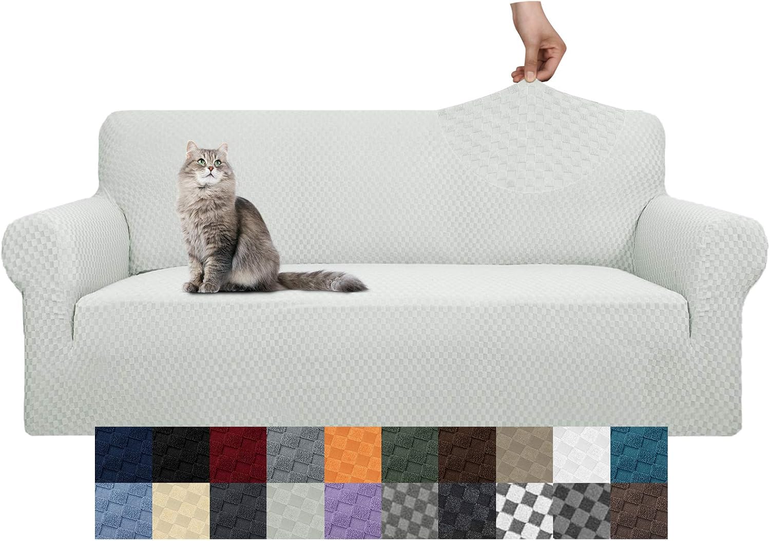 YEMYHOM Couch Cover Latest Jacquard Design High Stretch Sofa Covers for 2 Cushion Couch