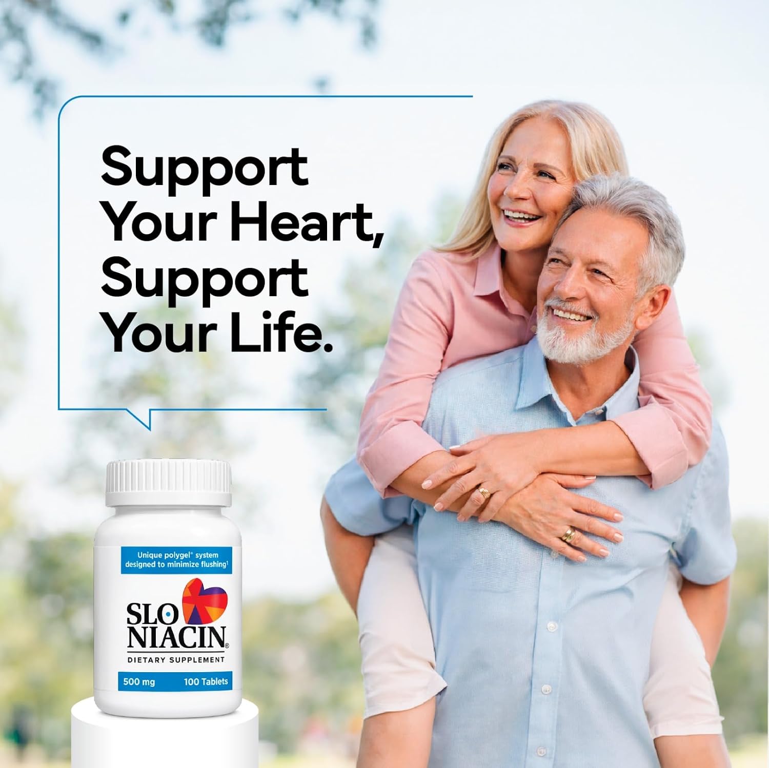 Slo-Niacin Slow Release Niacin 500mg – Vitamin B3 Supplement for Heart Wellness – Flush-Free B3 Vitamins for Cholesterol & Cardiovascular