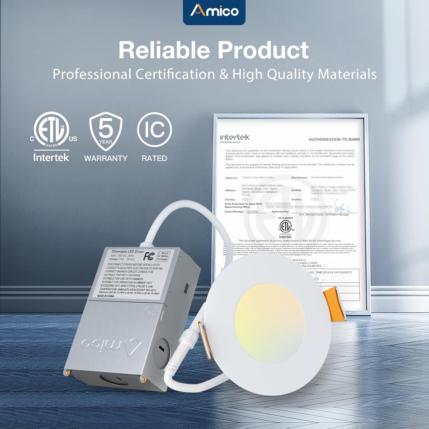 Amico 12 Pack 6 Inch LED Recessed Lighting, Canless Wafer Downlight, White