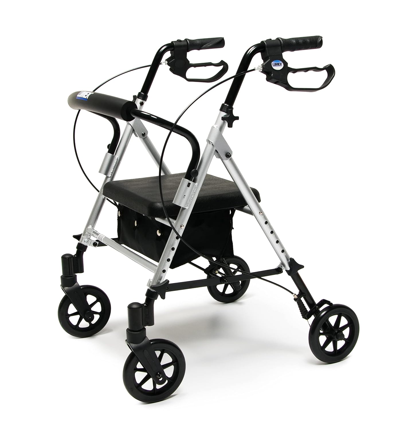 Lumex Set n' Go Rollator, Height-Adjustable, Rolling Walkers for Seniors with Seat, Silver