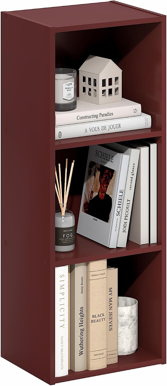 Furinno PASIR Book Shelf, 5-Tier Modern Bookshelf, Open Shelves Bookcase, 9 x 12 x 52, for Living Room, Bedroom, Home Office, Plain White