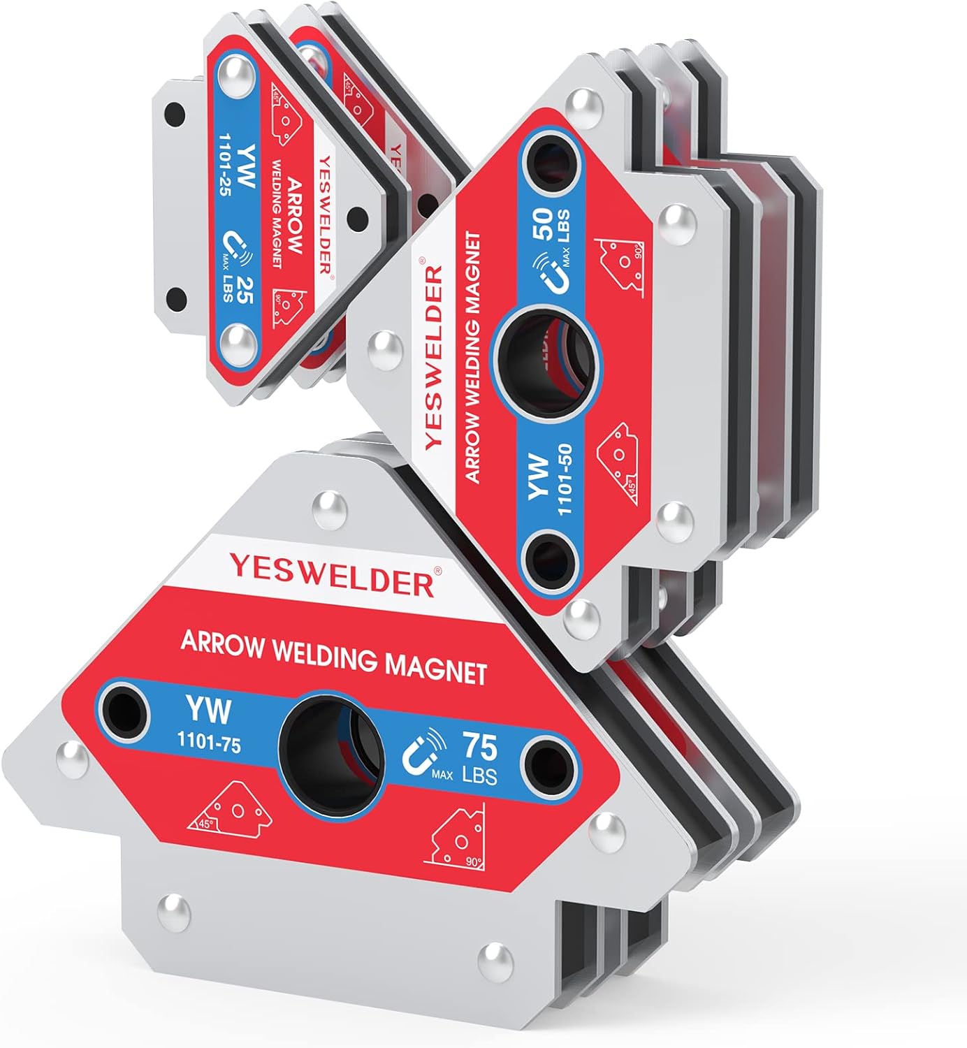 YESWELDER 4-Pc Welding Magnet Set, 50 lb Holding Power Welding Accessories