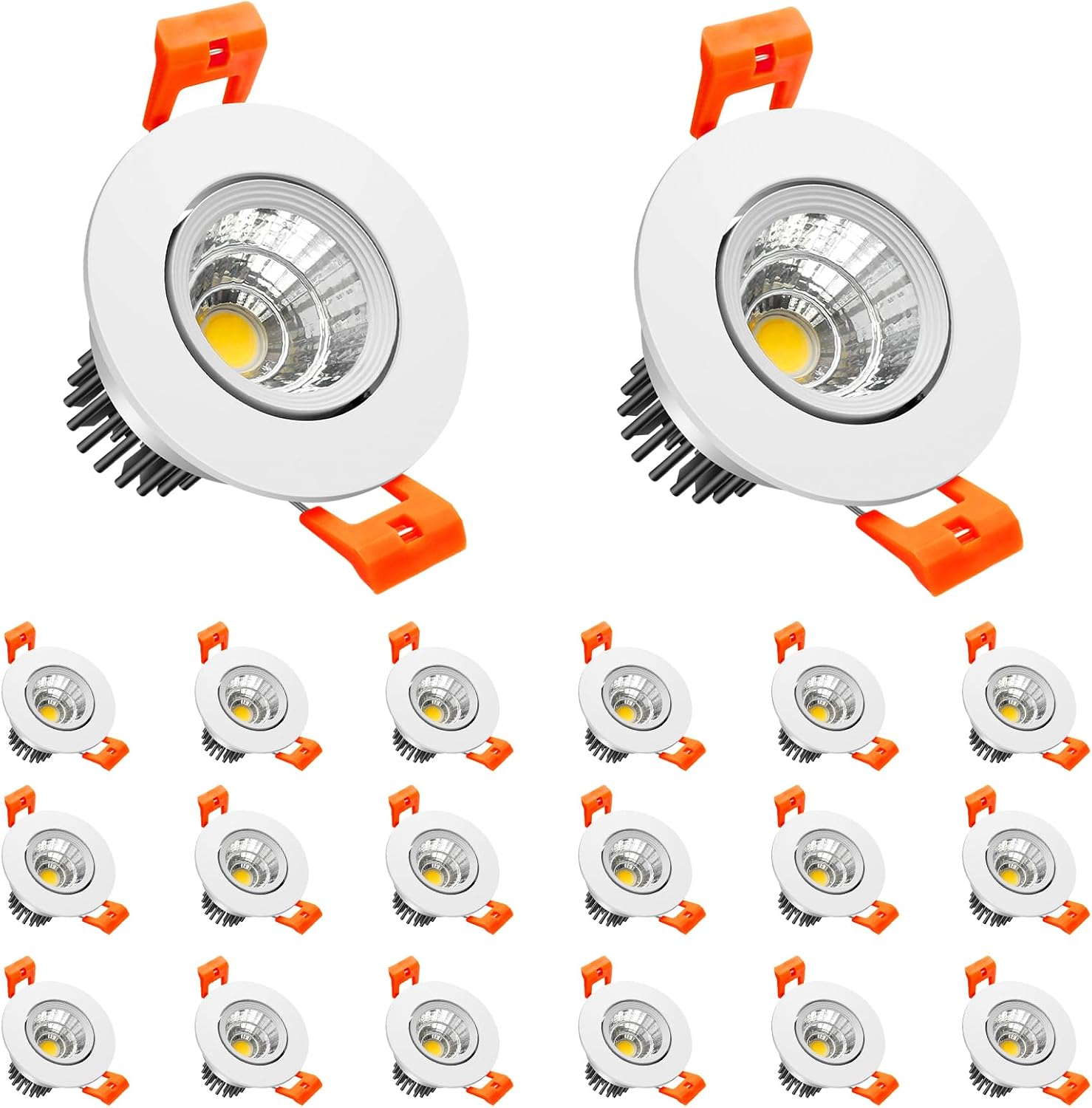 LightingWill 2inch LED Dimmable Downlight, 3W COB Recessed Ceiling Light, Warm White 3000K-3500K, CRI80, 25W 220LM Halogen Bulbs Equivalent, White (4 Pack)
