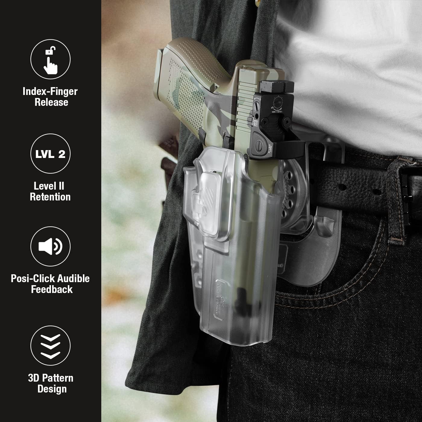 Taurus G2C Holster, Taurus G3C Holster, 9mm/.40 Cal OWB, Level II Paddle
