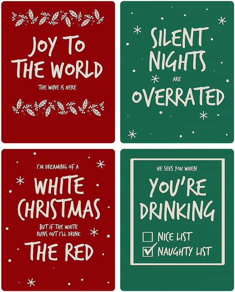 Big Dot of Happiness Ugly Sweater - Holiday and Christmas Wine Bottle Label Stickers - Set of 4