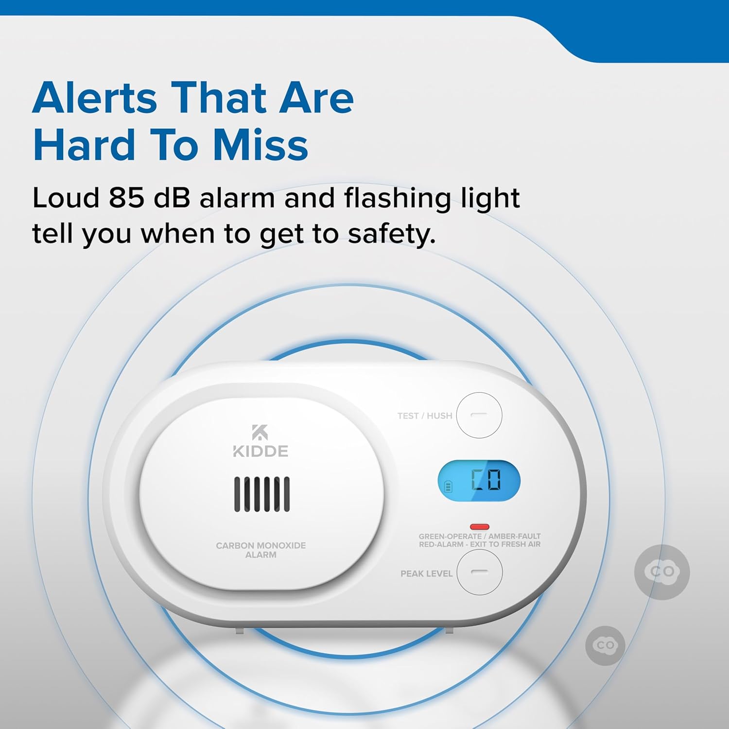 Kidde Carbon Monoxide Detector, AA Battery Powered CO Alarm with LEDs, Test-Reset Button, Low Battery Indicator, Portable