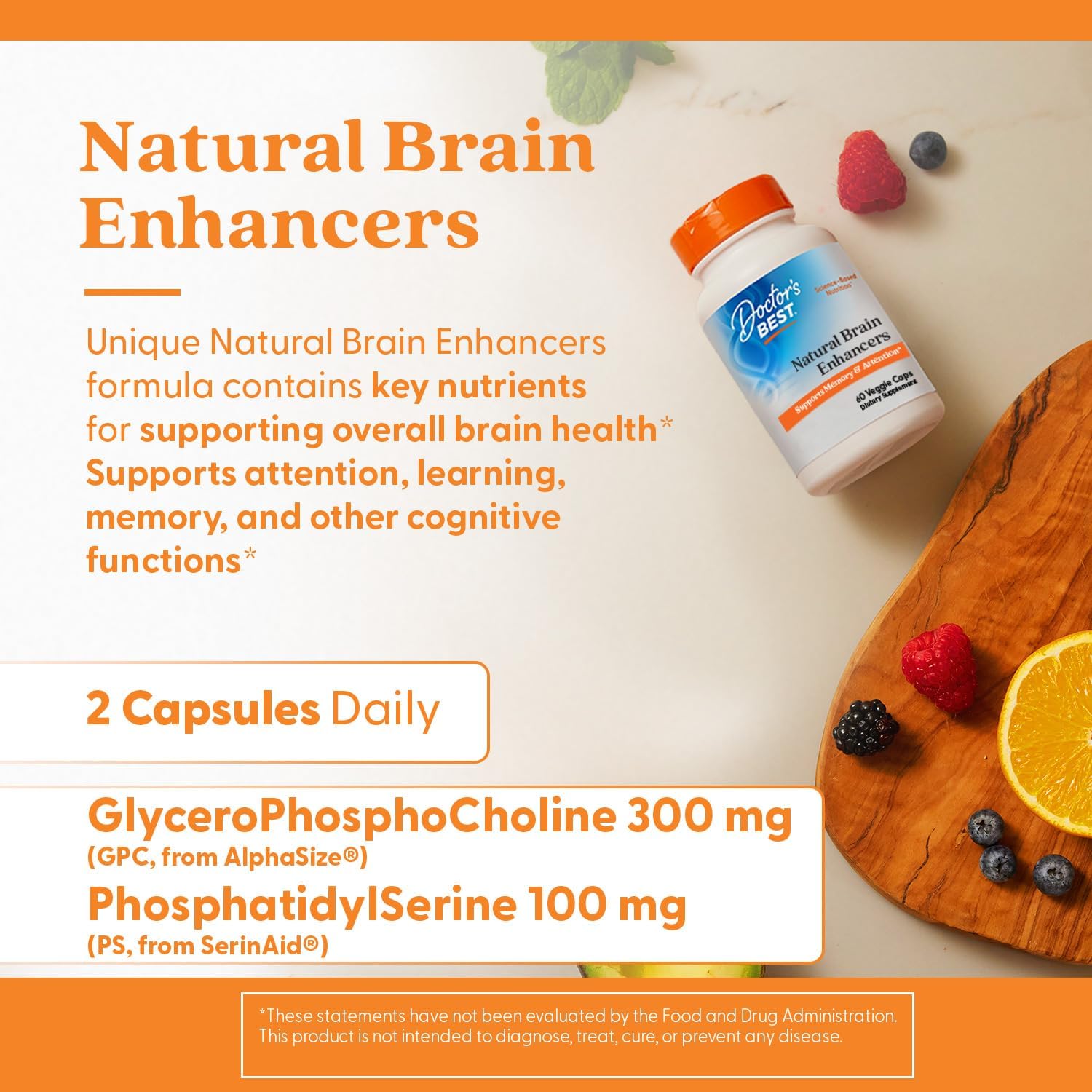 Doctor's Best Natural Brain Enhancers - Brain Health Supplement for Memory and Focus Support, PhosphatidylSerine, Alpha GPC