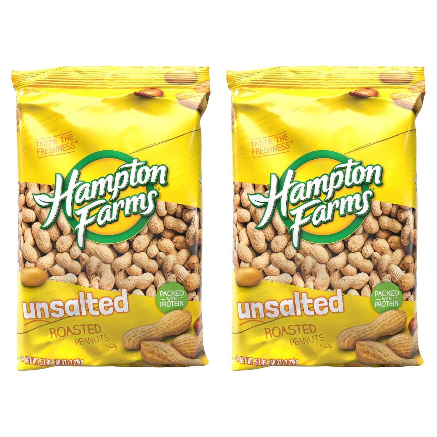 Hampton Farms - USA Grown All-Natural - Fancy Roasted In-Shell Unsalted Peanuts - 5 lb. Bag