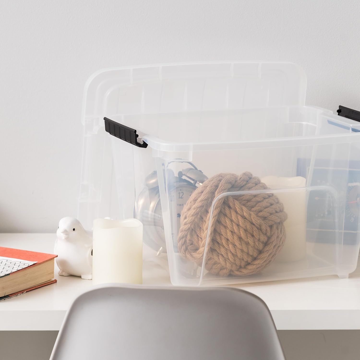 IRIS USA 6-Pack 54 Quart Storage Bins with Lids, Clear | Transparent design makes contents easy to find. Perfect for moving, blankets, clothing, and garage storage. Nestable design