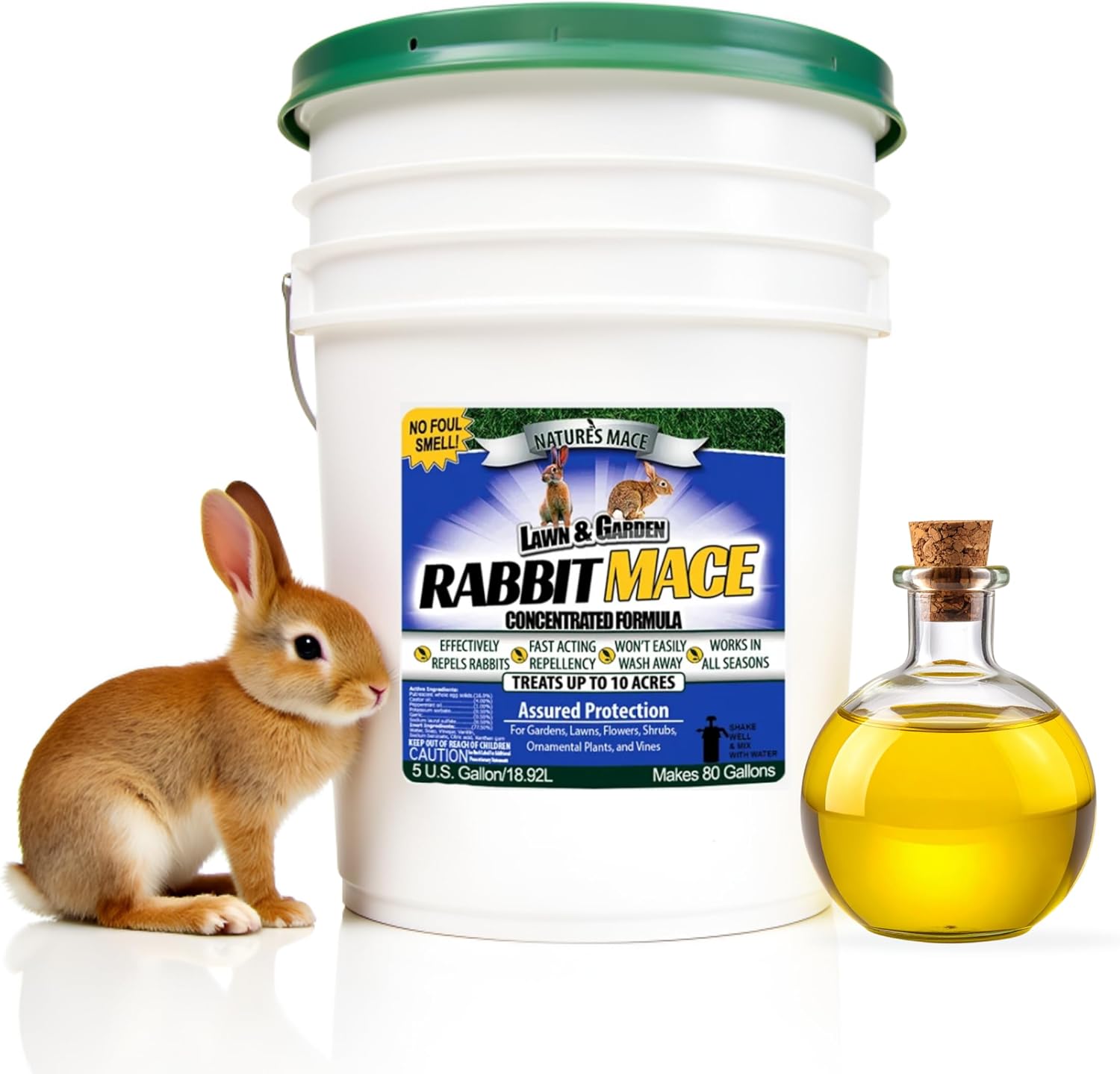 Nature's MACE Rabbit Mace Rabbit Repellent Spray & Concentrate Kit | Outdoor Rabbit Repellent, Covers 29,400 Sq Ft, Mint Scent, Safe Around Pets, People & Plants.