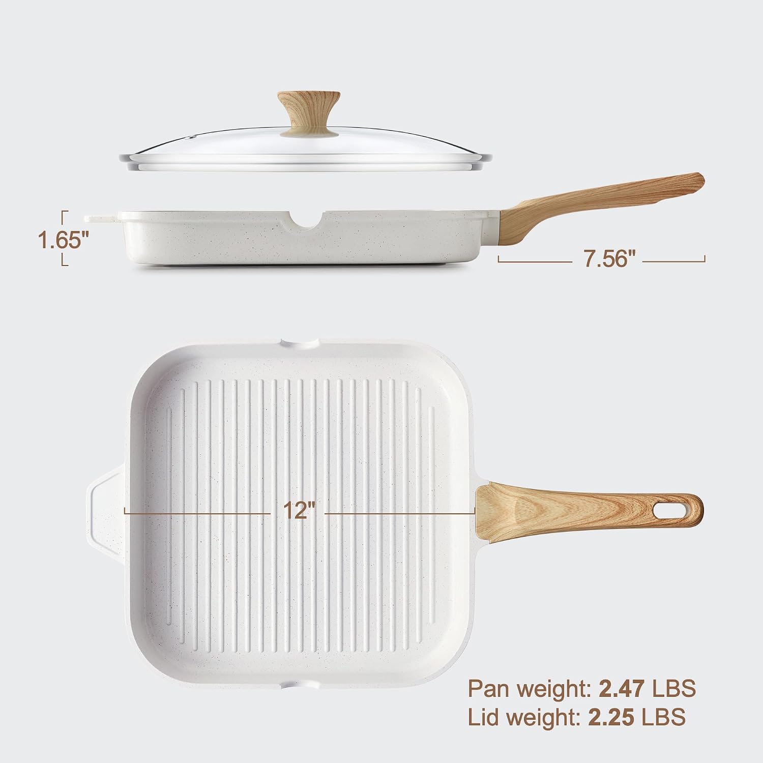 SENSARTE Nonstick Griddle Grill Pan, Pro-Grid Reversible Grill & Griddle Pan, Two Burner Cast Aluminum