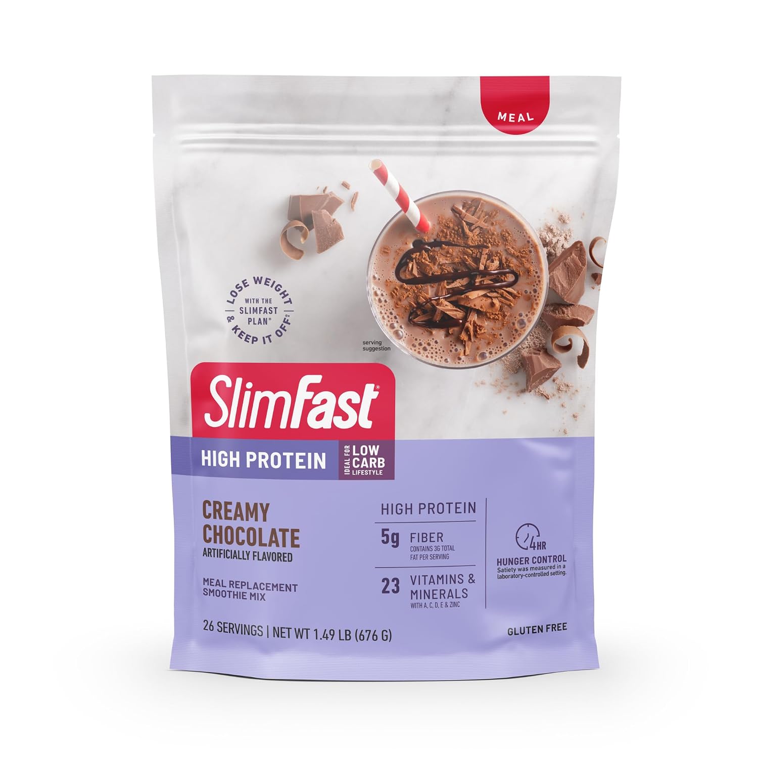 SlimFast High Protein Meal Replacement Shake Powder, 12 Servings (Pack of 2), Advanced Nutrition Smoothie Mix, Digestive Support, Gluten Free, Creamy Chocolate, 20g of Protein (Packaging May Vary)