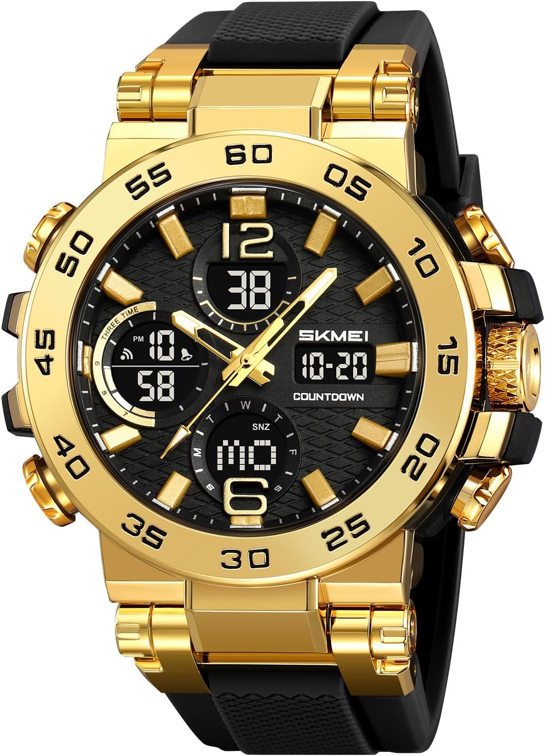 FANMIS Men's Analog Digital Sport Watch Military Dual Display 50M LED Watch | Men's Dual Display Sports Watches With Led Backlight Alarm Stopwatch 12/24h Time Outdoor Running Swimming