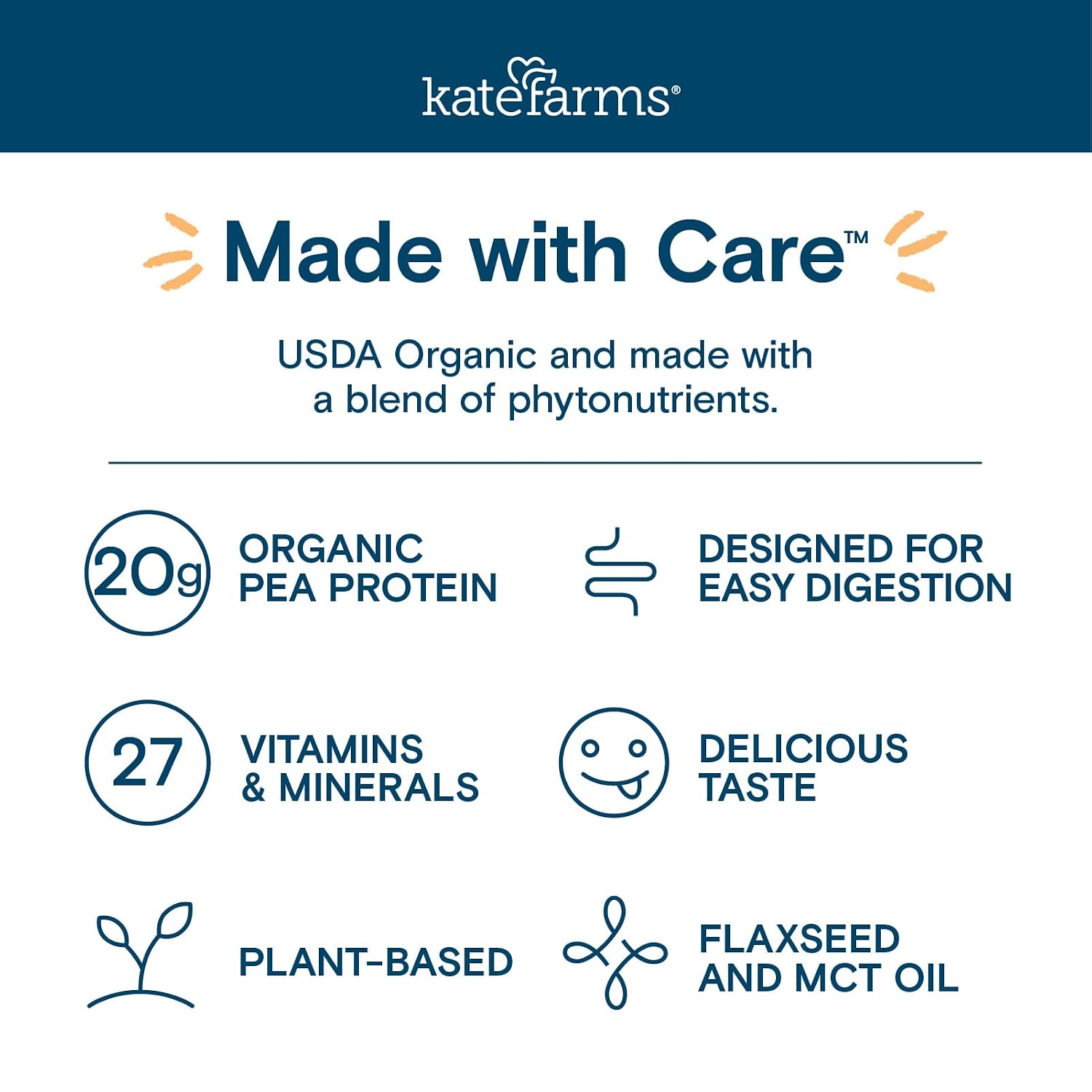 KATE FARMS Organic 1.4 High Calorie Shake, Plain, 20g Protein, 12 Pack