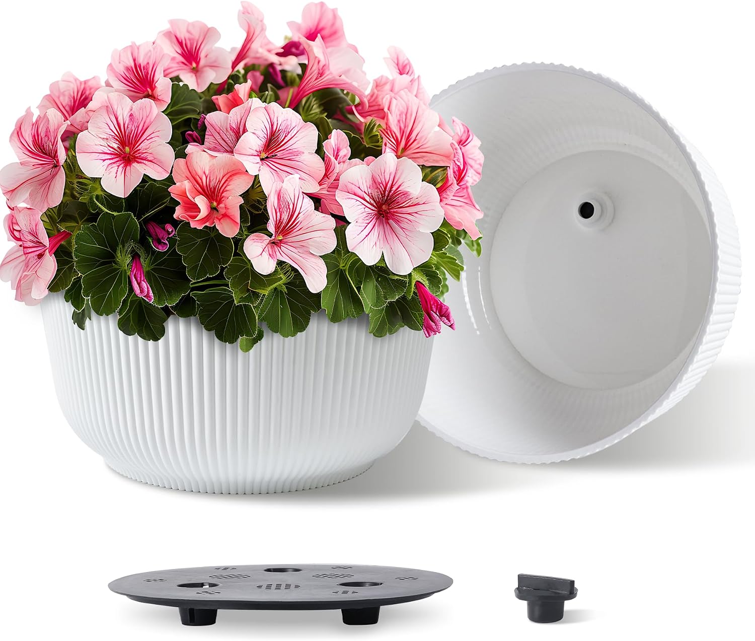 T4U Self Watering Pots for Indoor Plants, 4 Inch 6 Pack Planter White
