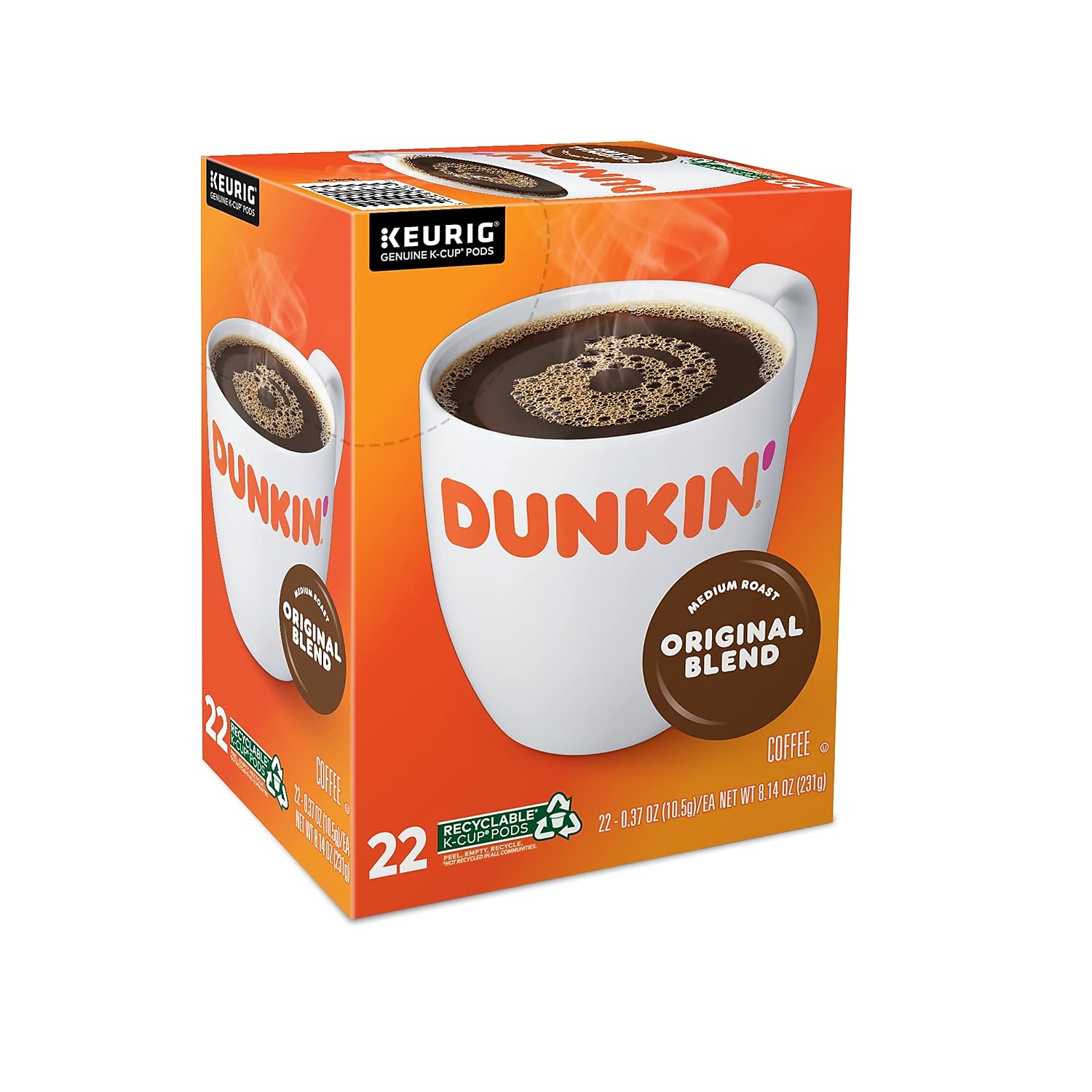 Dunkin' Donuts 2091512 Original Blend Coffee K-Cup Pods Medium Roast 44/Box (006933)