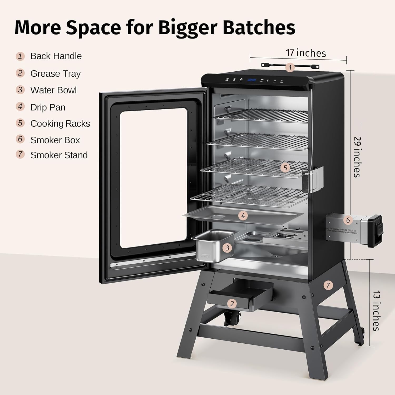 EAST OAK Ridgewood Pro 30" Electric Smoker Built-in Meat Probe & Elevated Stand for Outdoors Up to 6× Longer Smokes