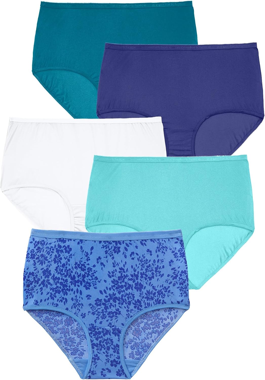 Comfort Choice Plus Size 5-Pack Classic Silky Nylon Brief