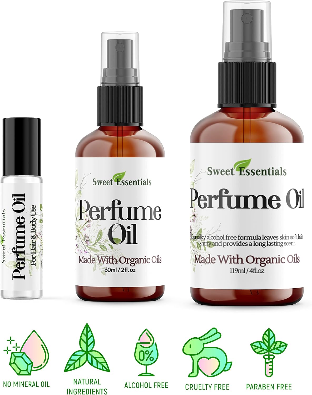 Sweet Essentials EGYPTIAN MUSK Perfume Oil, Made with Organic Oils, 2oz, Spray on Perfume Hair & Body Oil - Alcohol, Silicone & Preservative Free