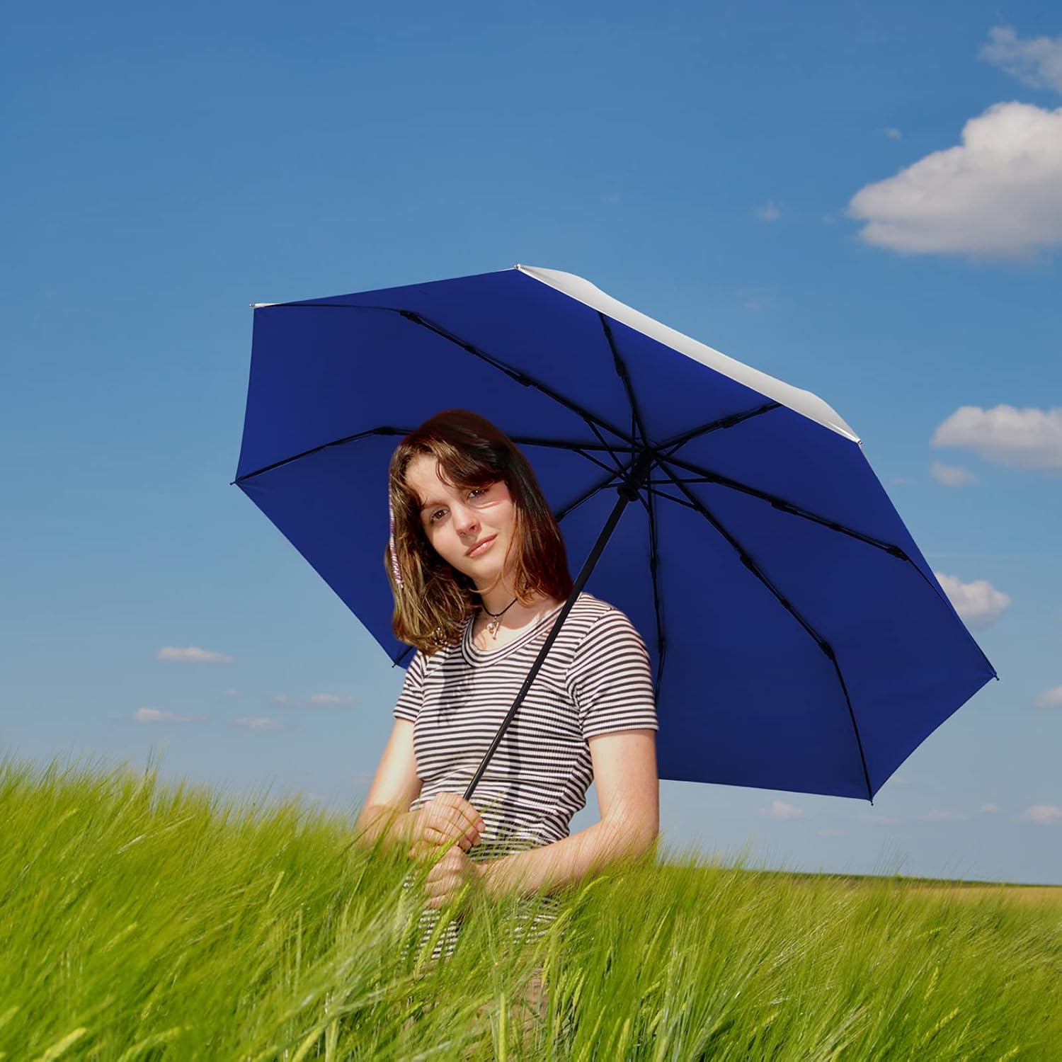 G4Free UPF 50+ UV Protection Travel Umbrella 42/46 Inch Auto Open Close