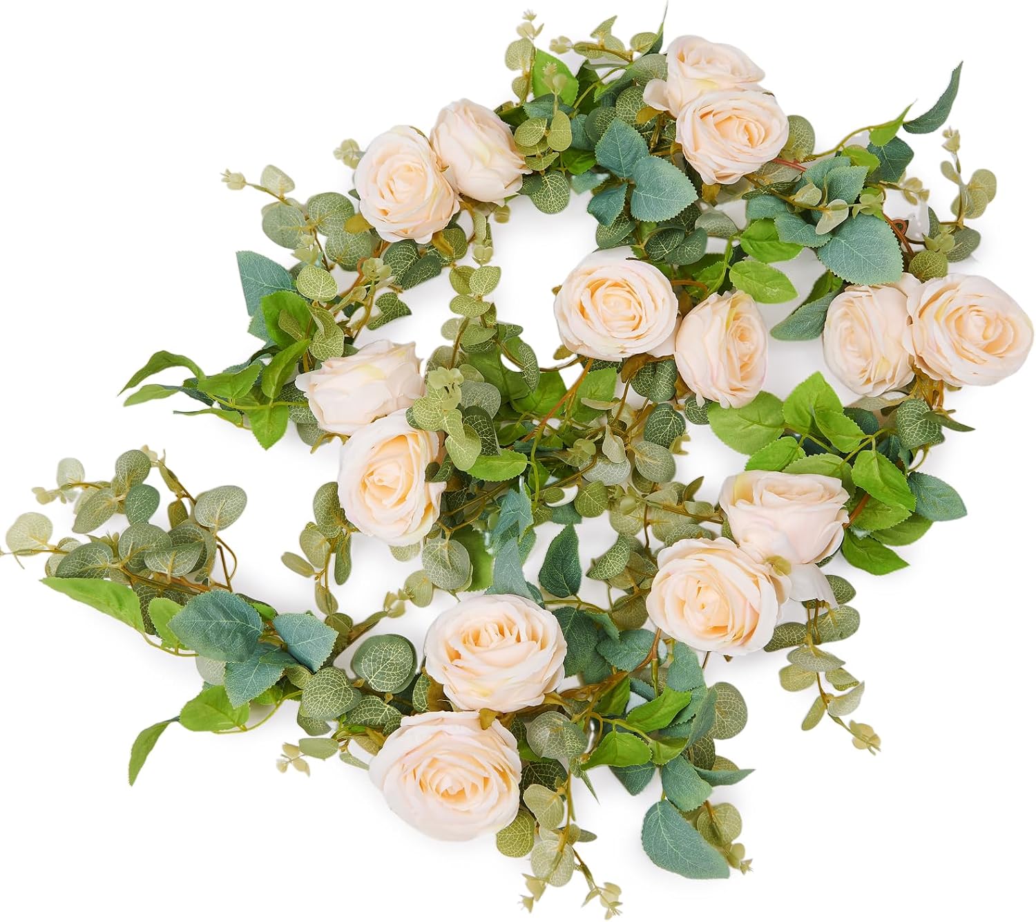 8Pcs x 8.2FT Artificial Flower Garland Floral Rose Vine Decor, Pink Flower