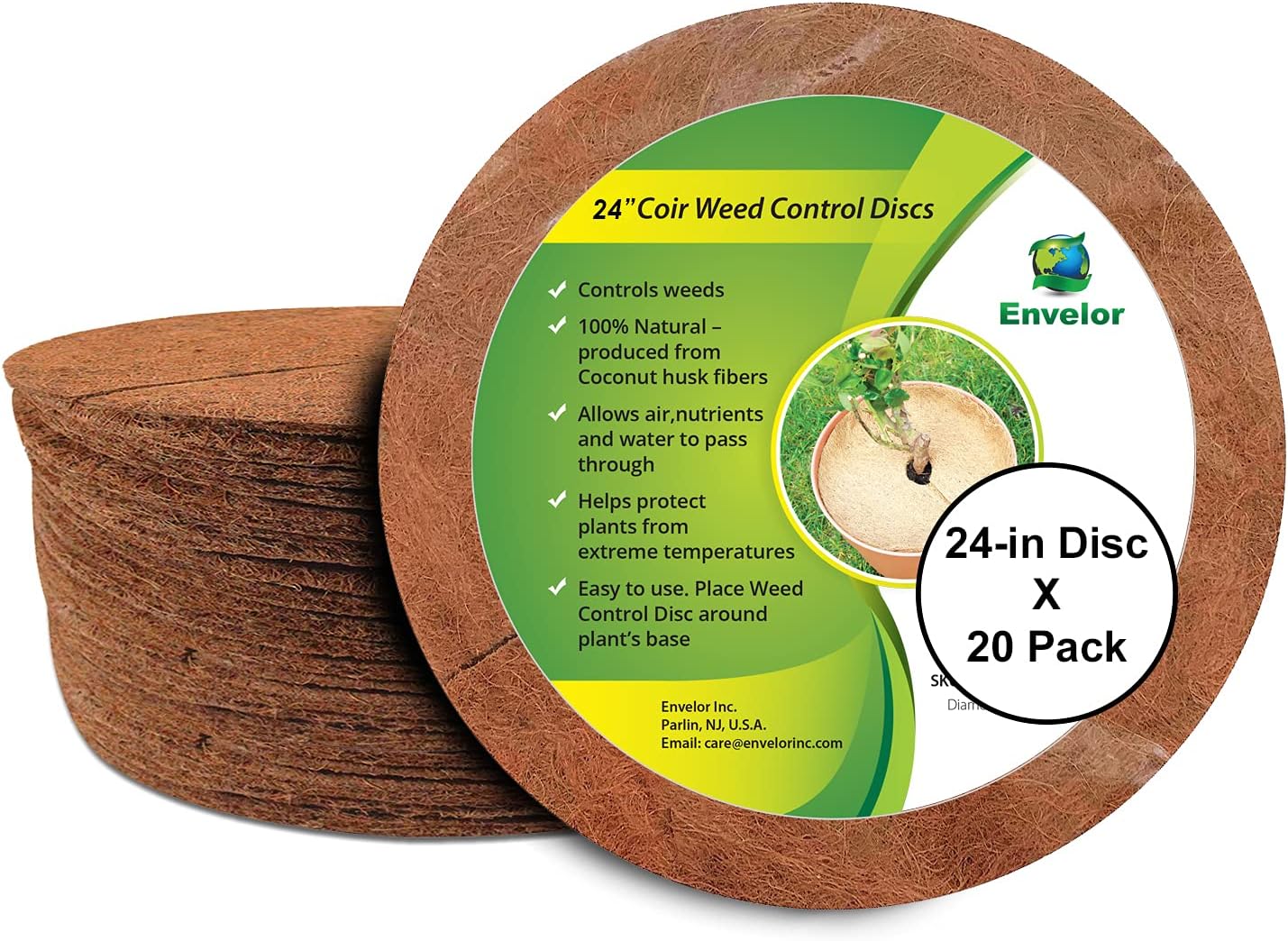 Envelor 20 pcs Coconut Fibers Mulch Ring 4 Inches Tree Protector Mat Coconut Mulch Cover Natural Coconut Fiber Weed Control Rings, Tree Ring Plant Cover for Indoor Outdoor Plants, Pot, Landscaping